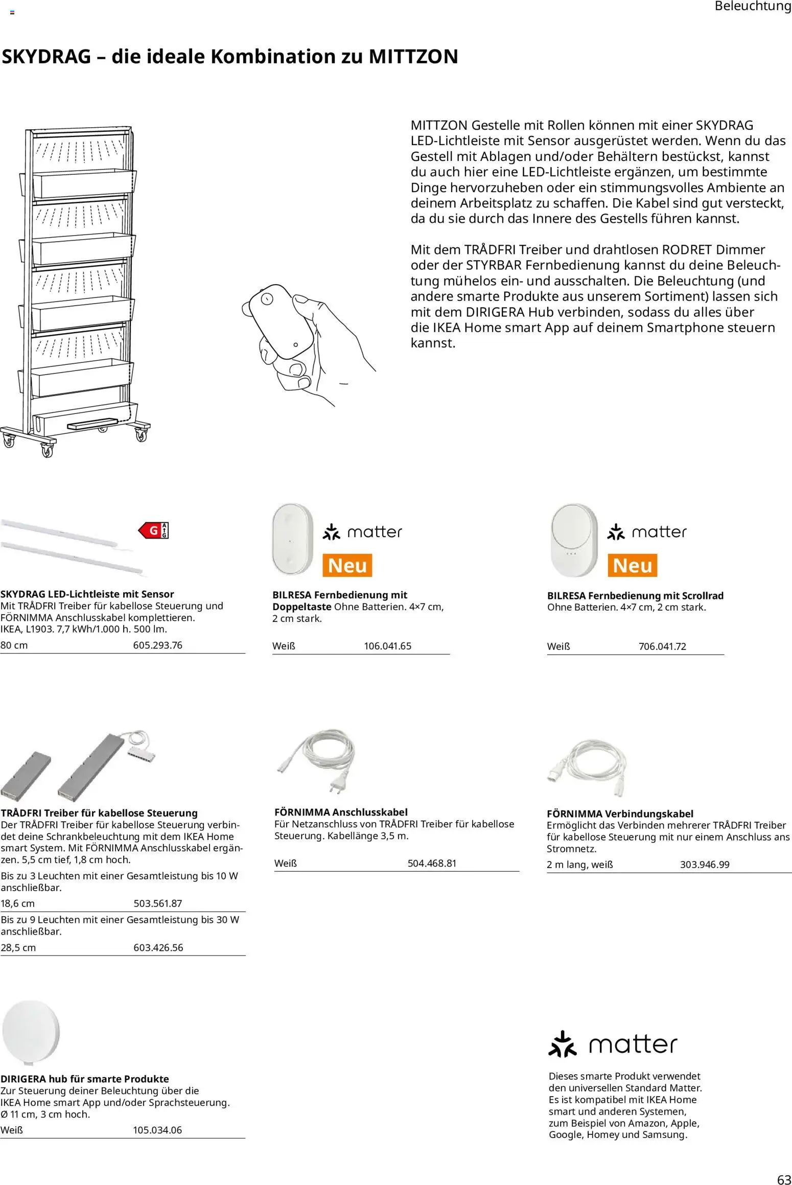 Ikea Büroeinrichtung – gültig ab 01.04.2026 | Seite: 63 | Produkte: Kabel, Smartphone
