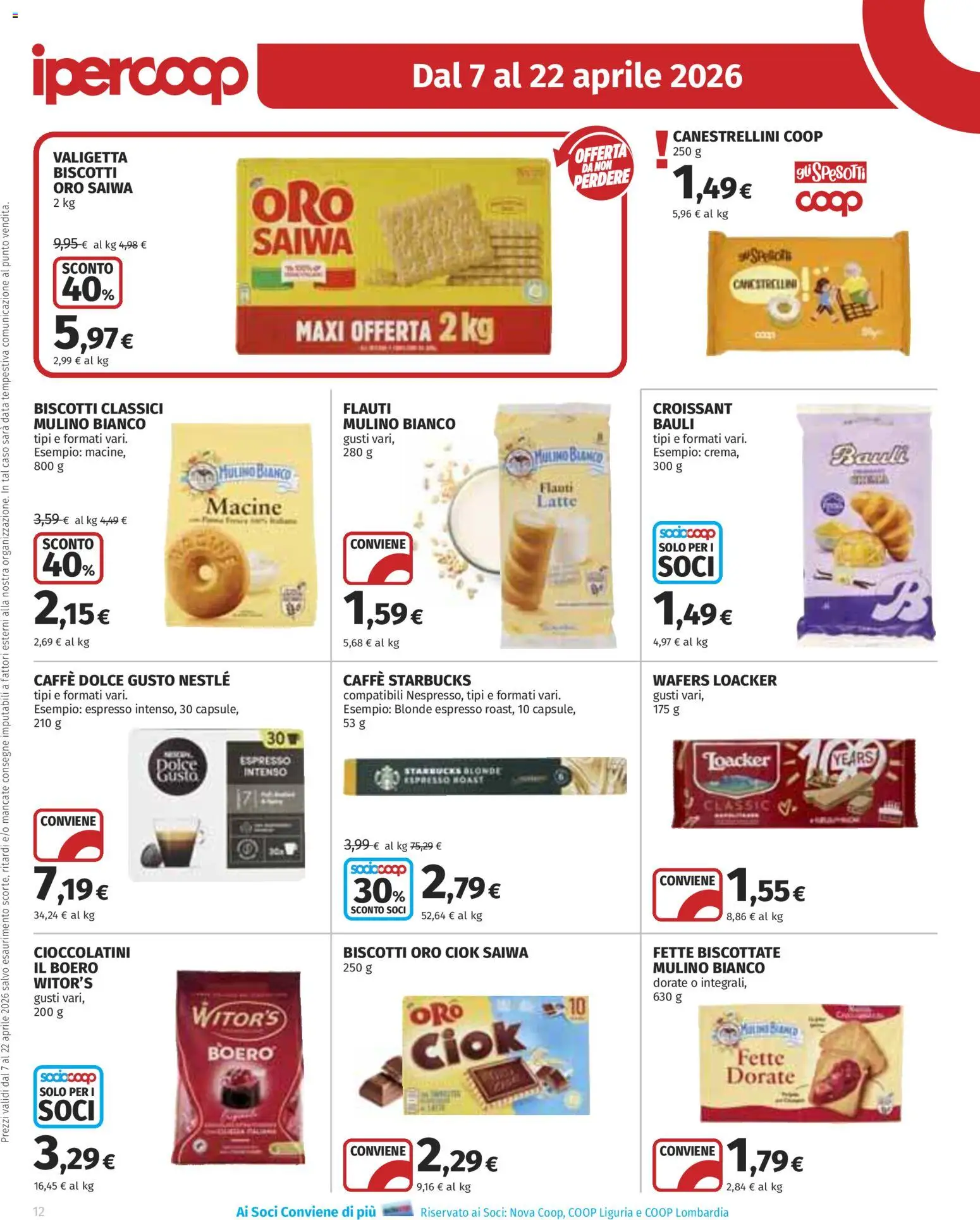 Volantino Ipercoop del 07.04.2026 | Pagina: 12 | Prodotti: Latte, Croissant, Fette biscottate, Cioccolatini