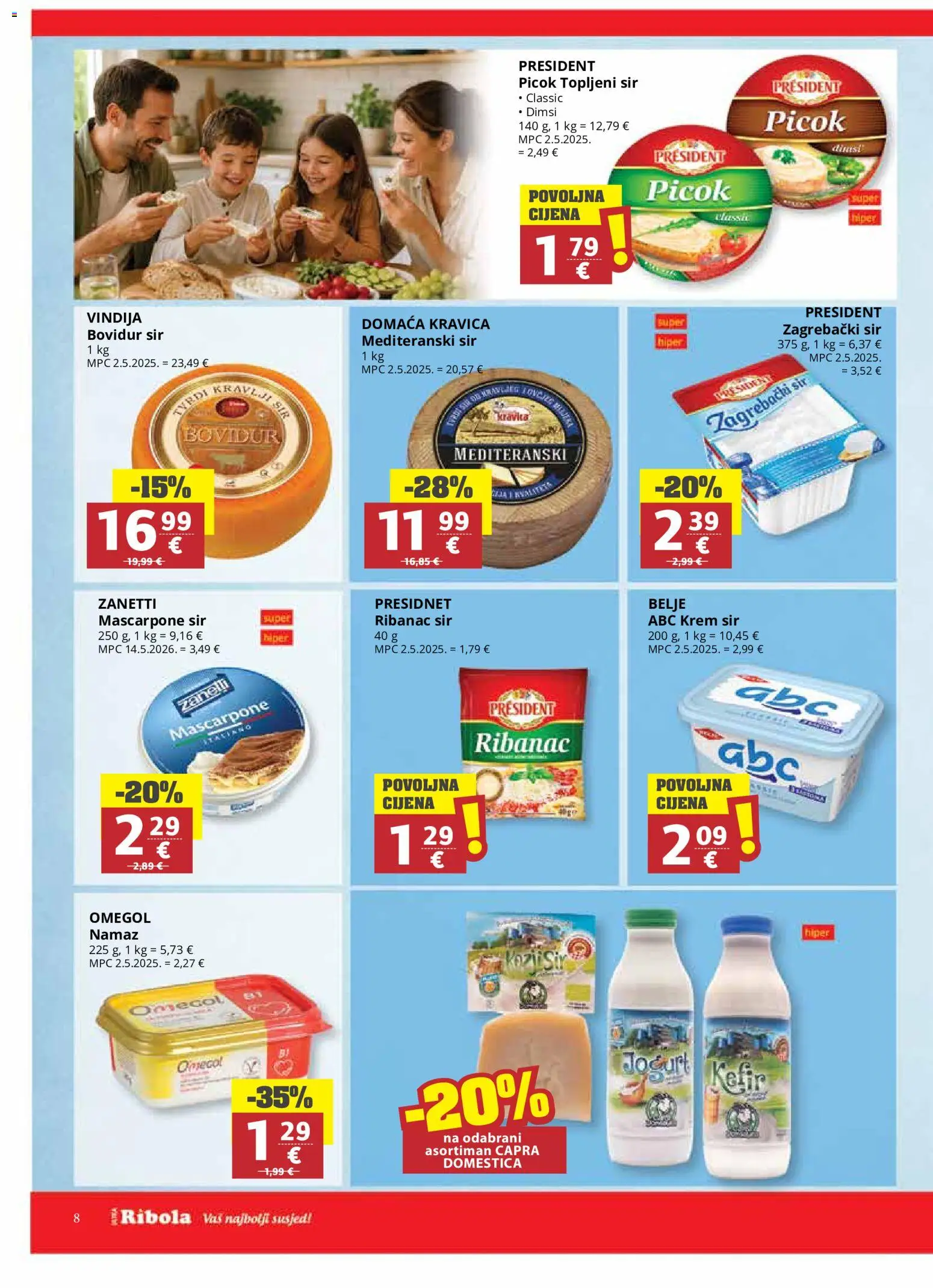Ribola katalog | vrijedi od 19.08.2026 | Stranica: 8 | Proizvodi: Vindija, Krem sir, Jogurt, Kefir