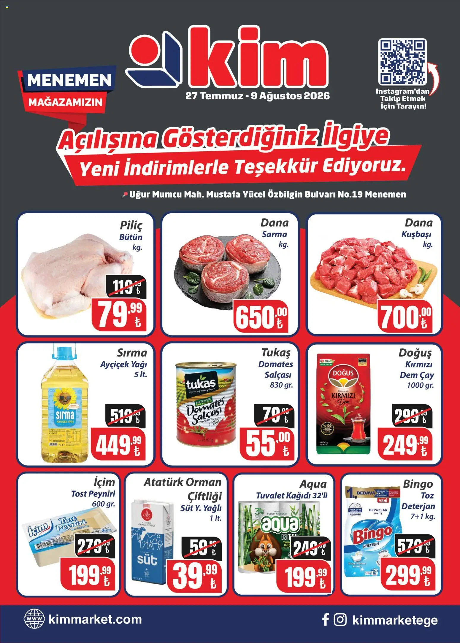 Kim Market Katalog - Yeni Mağaza Açılış Özel - 27 Temmuz 2026 tarihinden itibaren geçerlidir | Sayfa: 1 | Ürünler: Tuvalet, Domates, Çay, Piliç