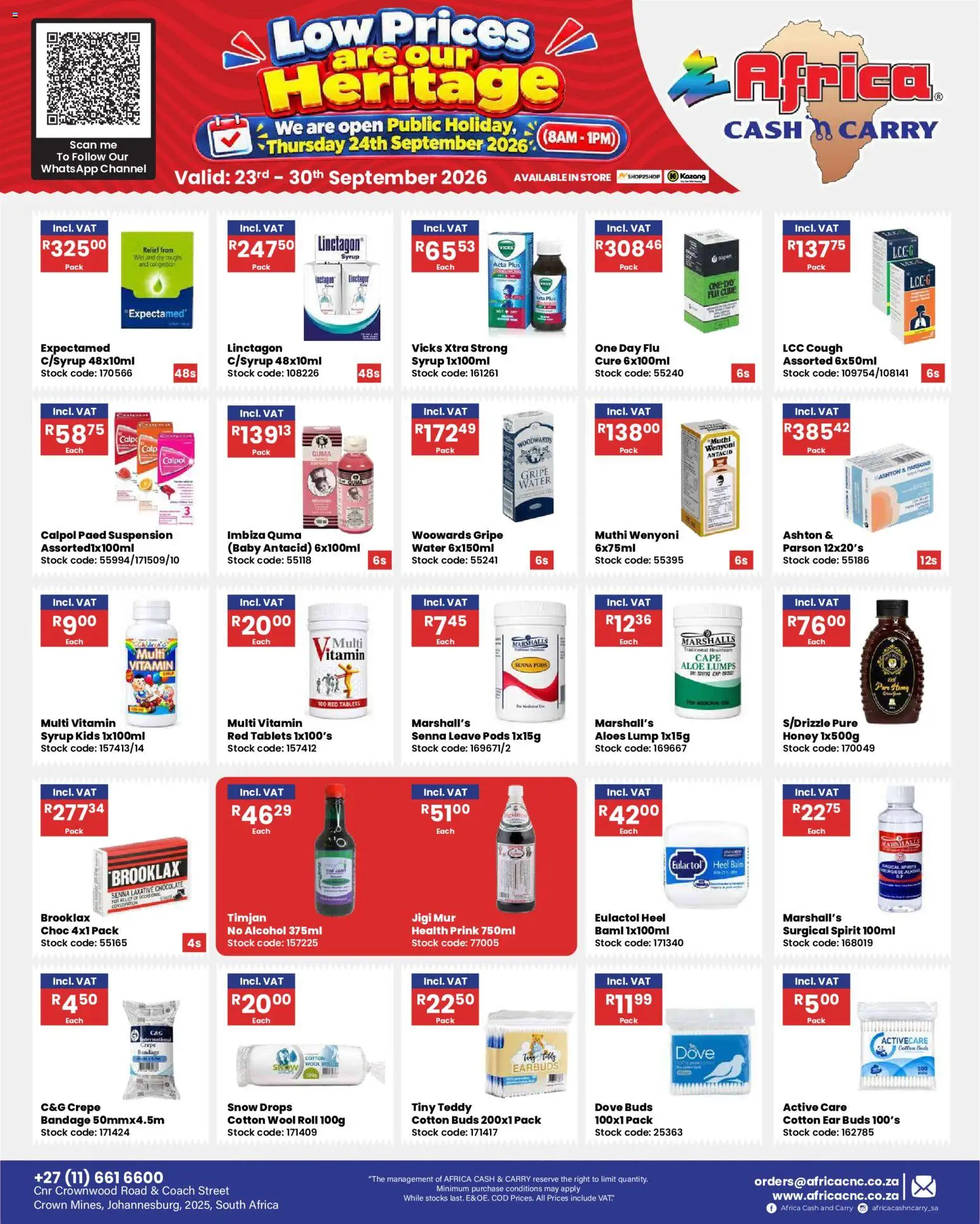 New Africa Cash & Carry catalogue – valid from 23/09/2026 | Page: 9 | Products: Teddy, Stock, Water, Cotton buds