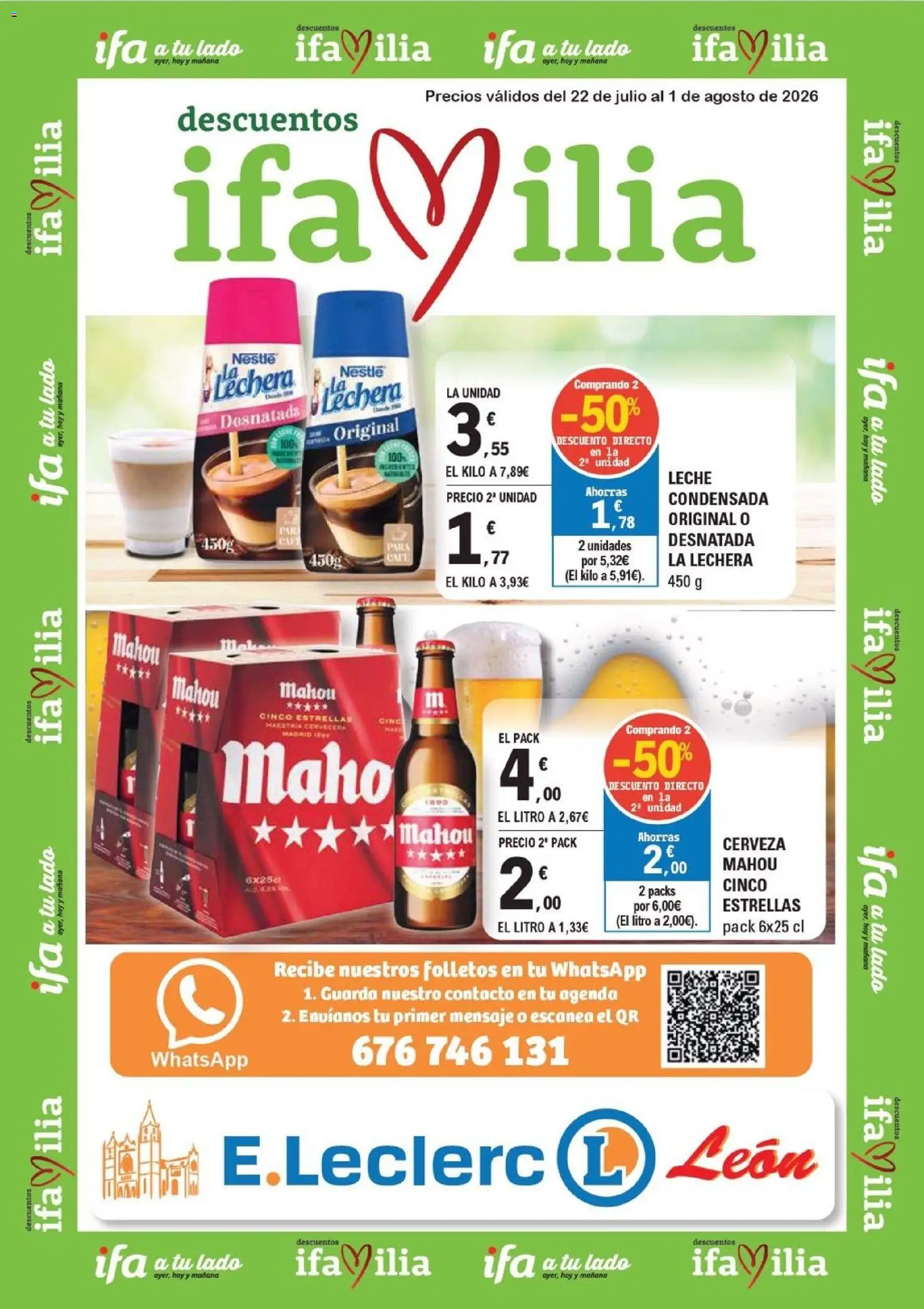E.Leclerc folleto León │ válido desde el 22/07/2026 | Página: 16 | Productos: Leche, Cerveza