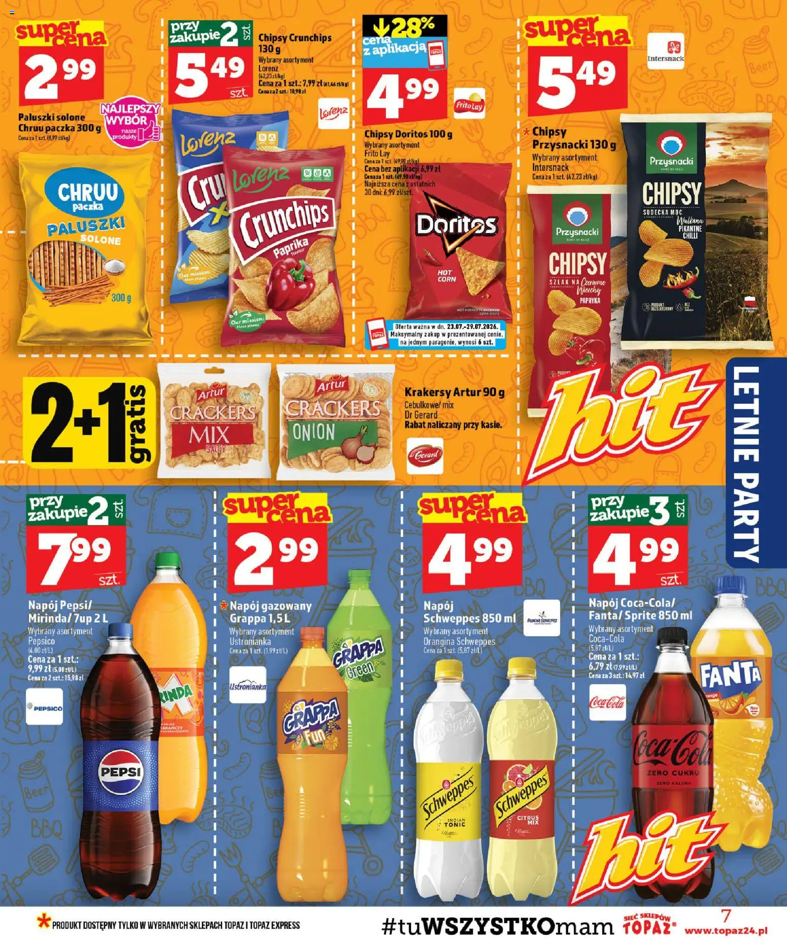 Topaz gazetka od 23.07.2026 | Strona: 7 | Produkty: Pepsi, Papryka, Krakersy, Pepsi Zero