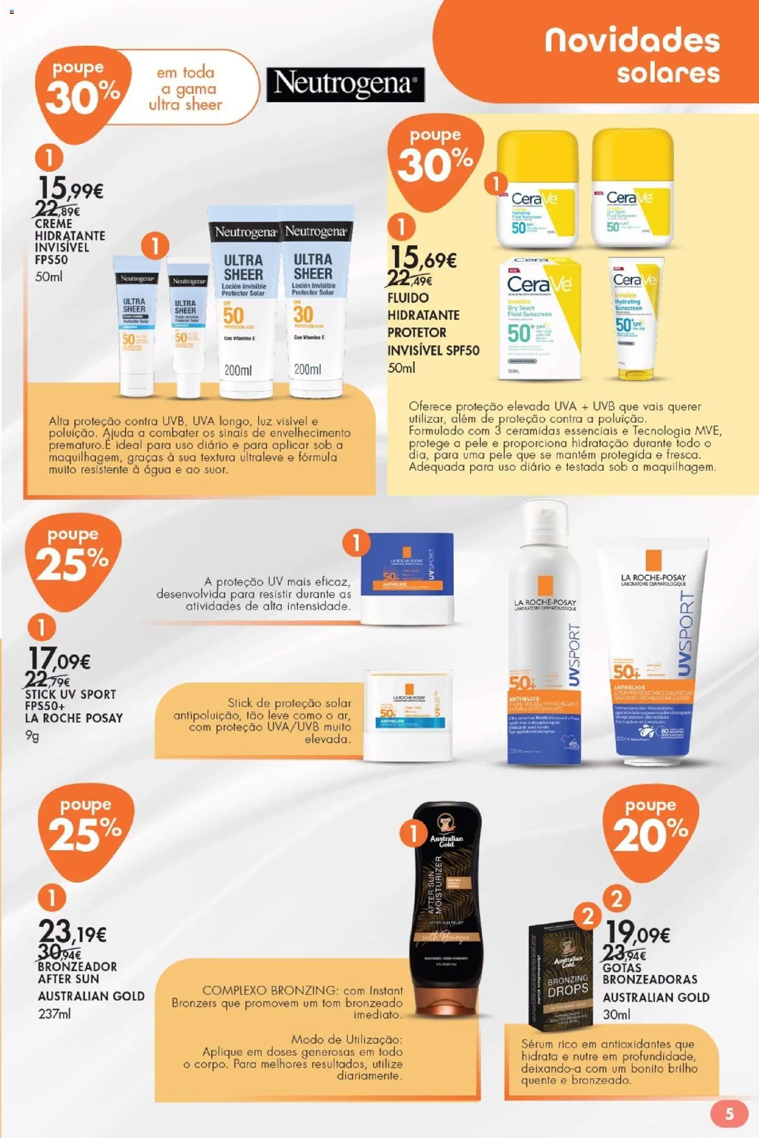 Pingo Doce Bem-estar Corpo Lojas │ válido de 05.05.2026 | Página: 5 | Produtos: Agua, Bronzeador, Sérum, Creme