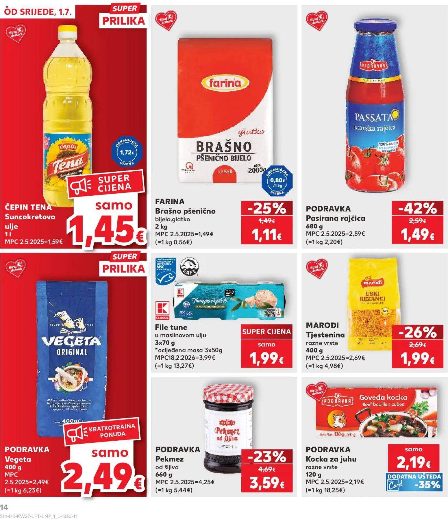 Kaufland katalog | vrijedi od 01.07.2026 | Stranica: 14 | Proizvodi: Pekmez, Šljiva, Pasta, Vegeta