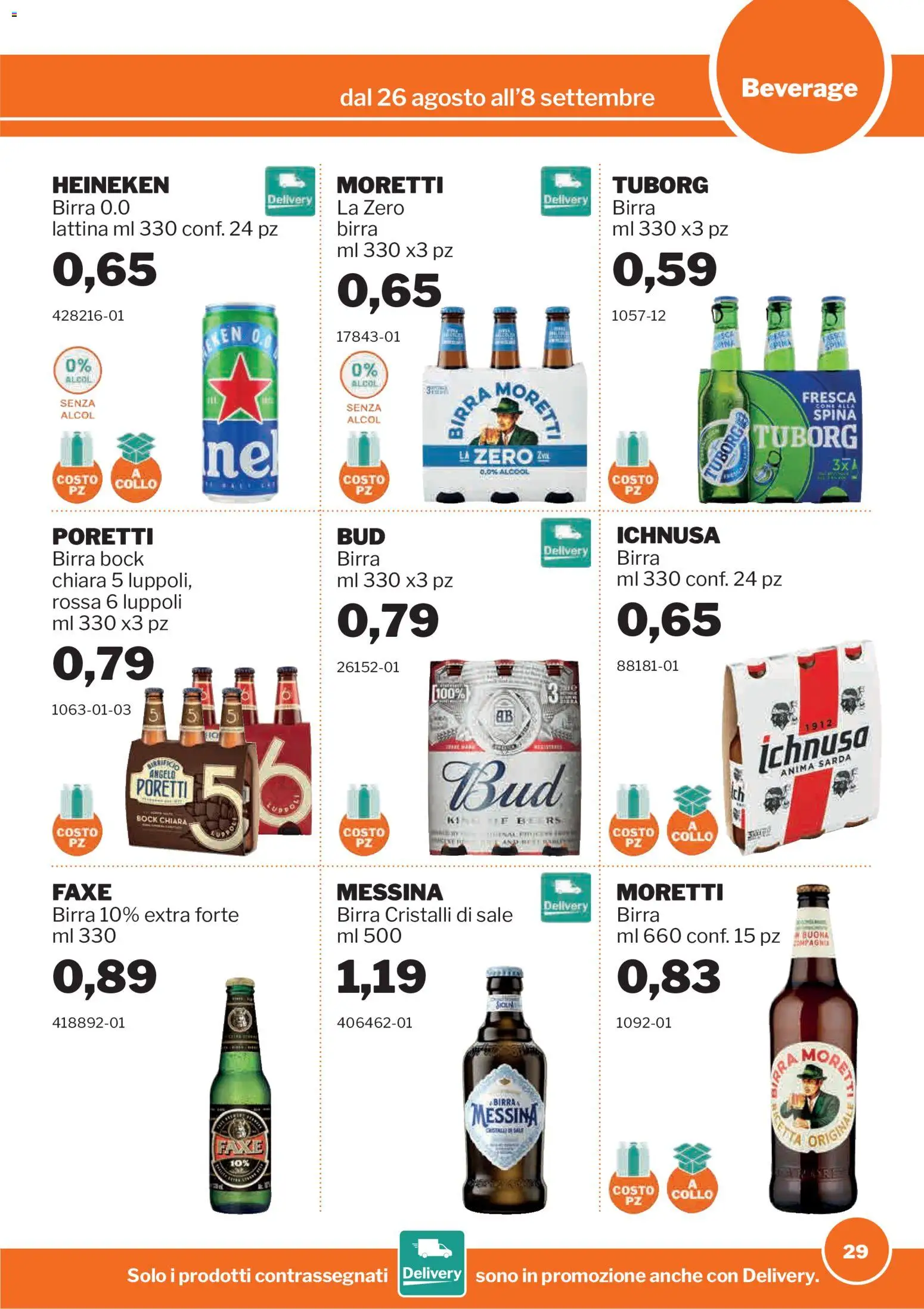 Volantino Sogegross del 26/08/2026 | Pagina: 29 | Prodotti: Alcol, Birra, Sale, Collo