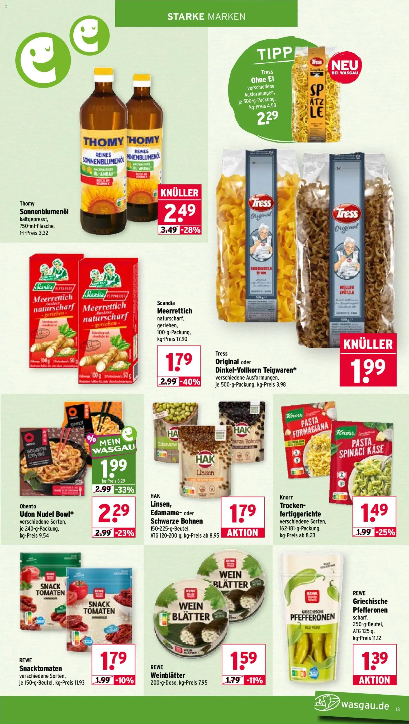 Wasgau Prospekt – gültig ab 12.10.2026 | Seite: 13 | Produkte: Käse, Tomaten, Fertiggerichte, Wein