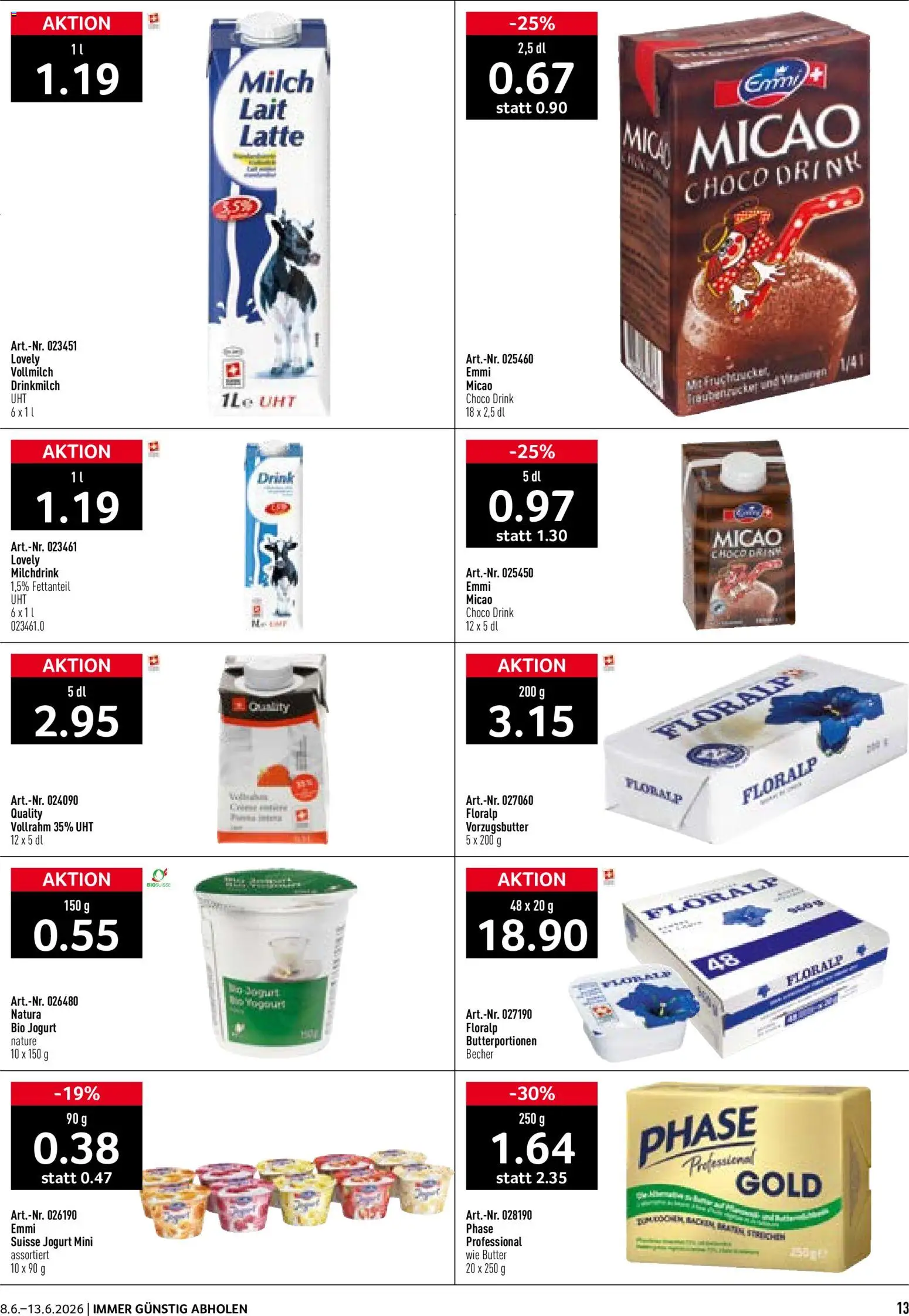 Prodega aktionen – gültig ab 08.06.2026 | Seite: 13 | Produkte: Milch, Butter