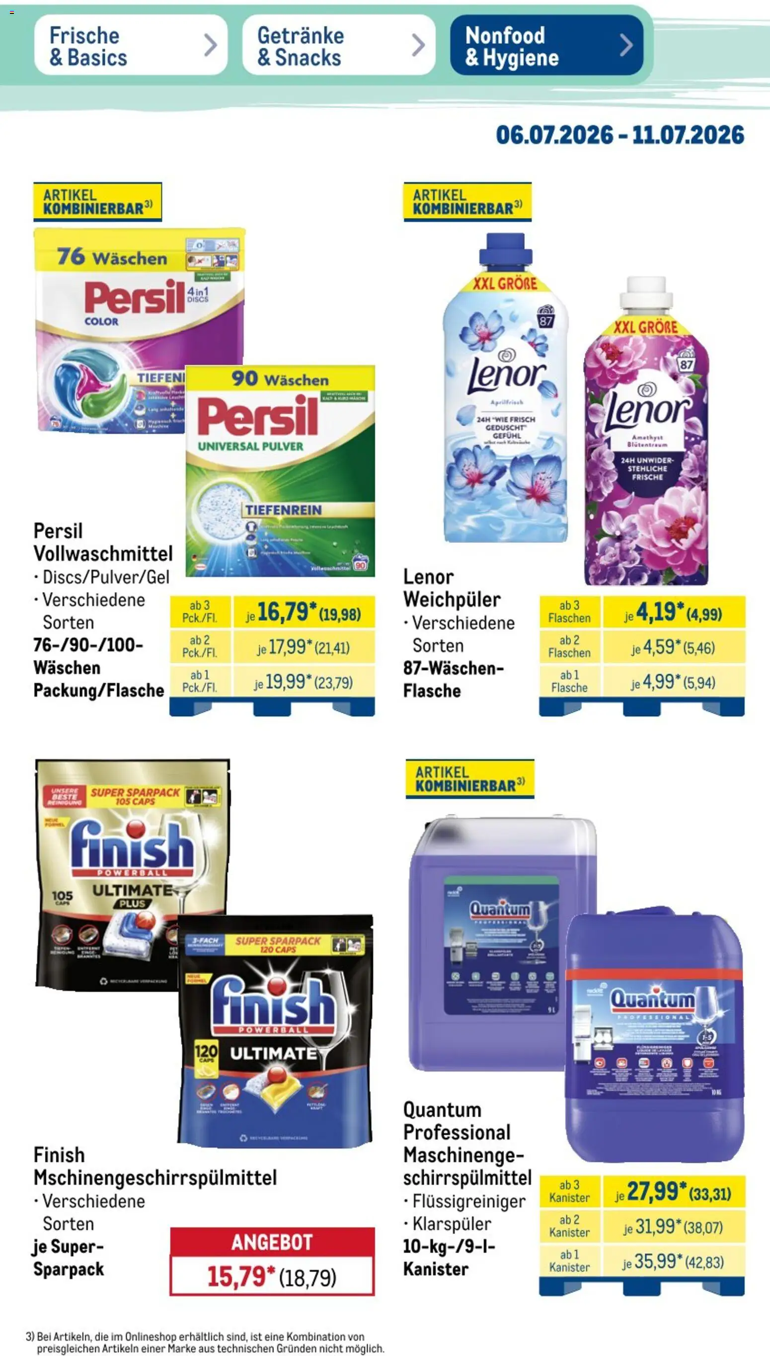 Metro Non Food & Hygiene – gültig ab 06.07.2026 | Seite: 13 | Produkte: Lenor, Finish, Klarspüler, Persil