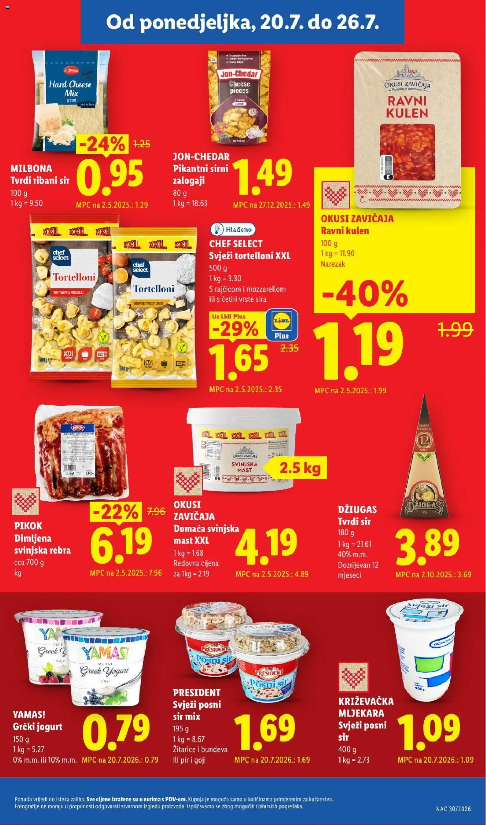 Lidl katalog | vrijedi od 20.07.2026 | Stranica: 7 | Proizvodi: Pikok, Sir, Džiugas, Kulen