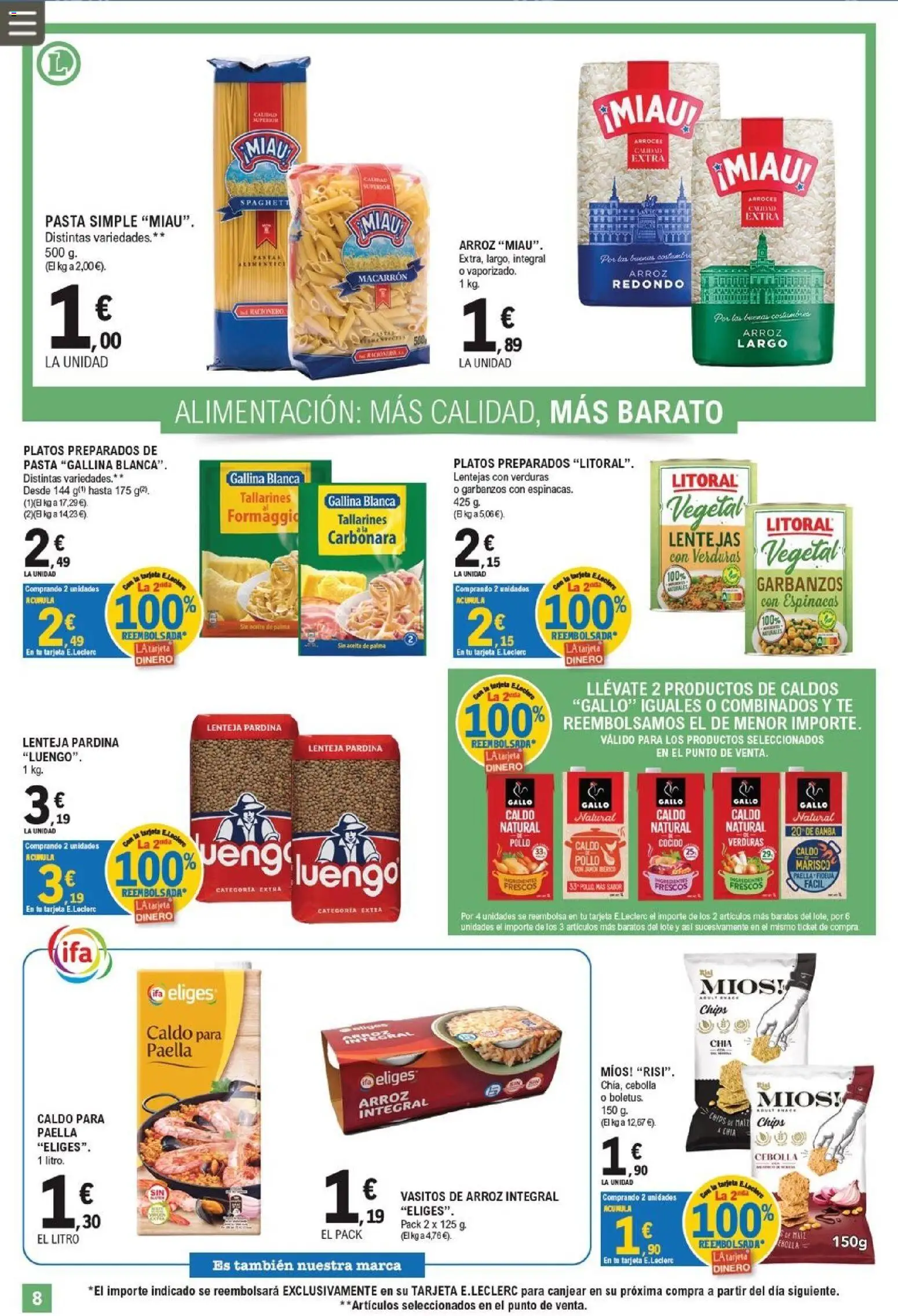 E.Leclerc folleto │ válido desde el 17.06.2026 | Página: 8 | Productos: Jamón ibérico, Arroz, Πορσελάνη, Té