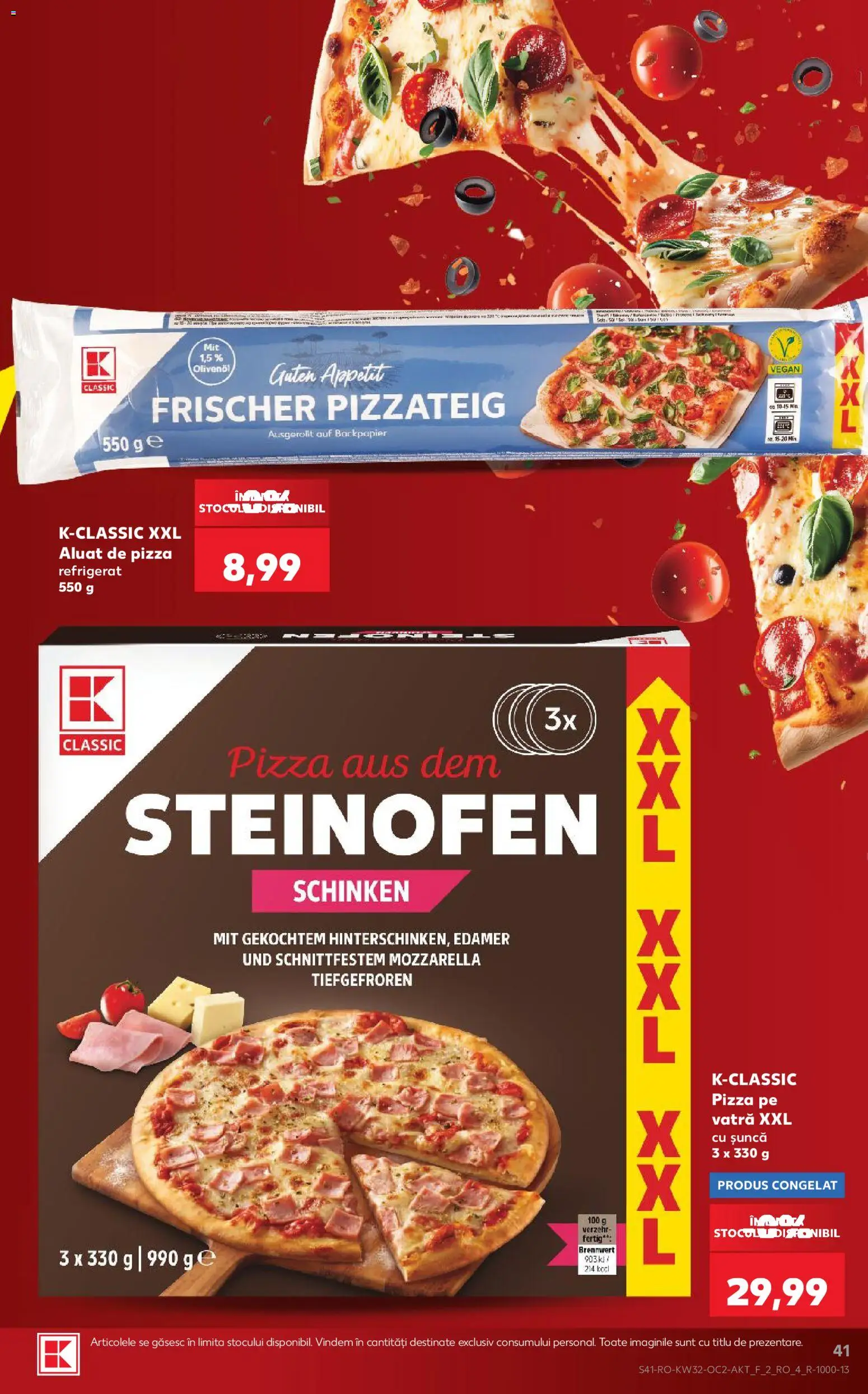 Noul catalog Kaufland – valabil de la 05.08.2026 | Pagină: 41 | Produse: Aluat, Mozzarella, Șuncă, Pizza
