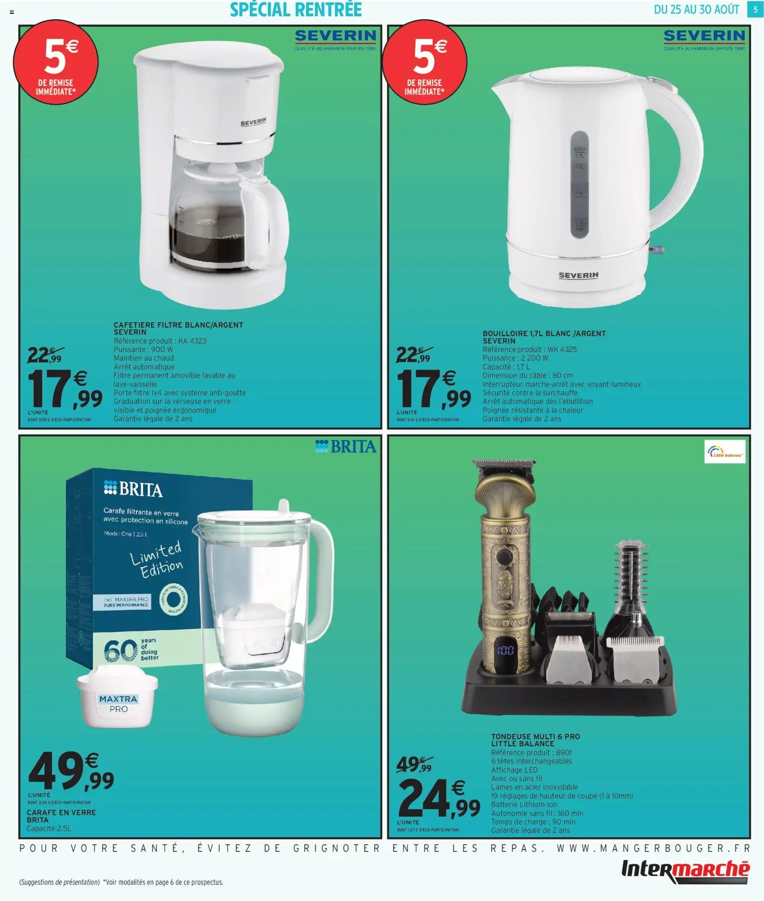 {H1} | Page: 5 | Produits: Cafetière, Bouilloire, Porte, Batterie
