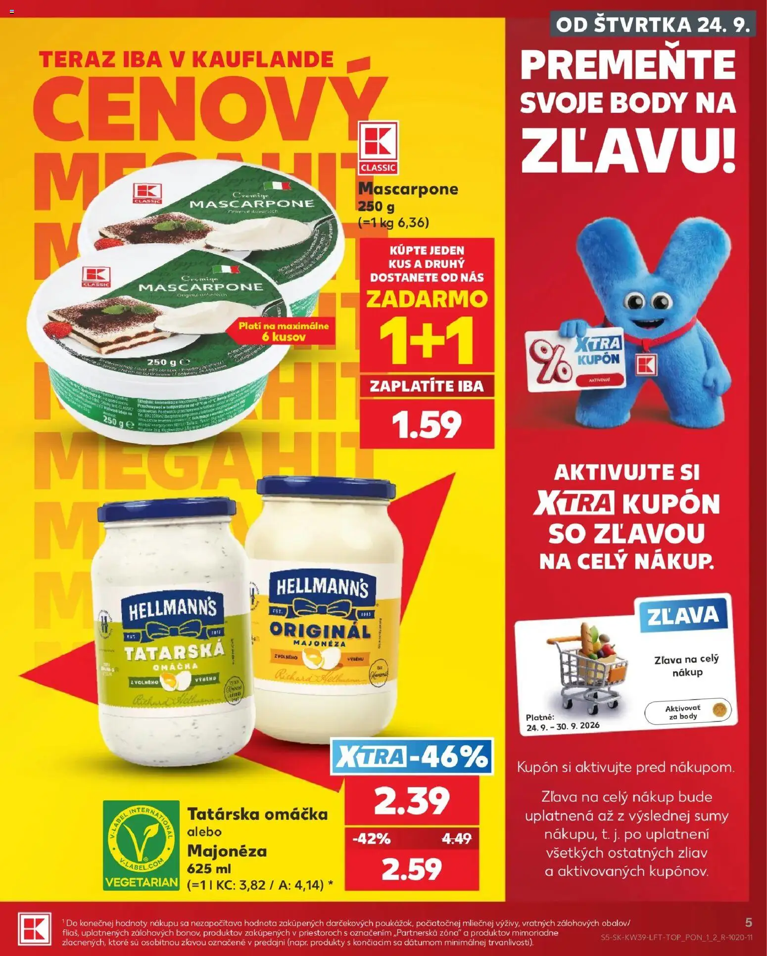 Nové Kaufland akcie – leták je platný od 24.09.2026 | Strana: 5 | Produkty: Majonéza, Tatárska omáčka, Omáčka, Mascarpone