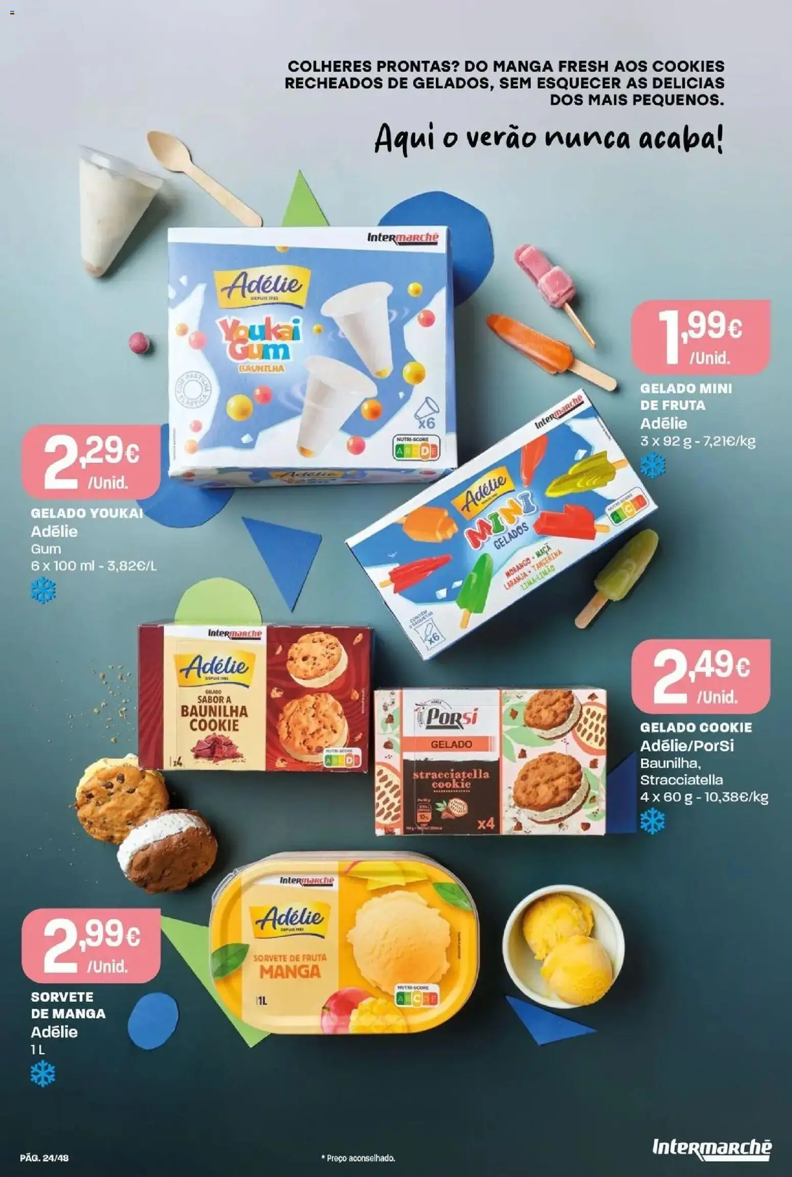 Intermarché - Isto é que são preços BAIXOS! │ válido de 21.05.2026 | Página: 24 | Produtos: Gelado, Colheres, Sorvete