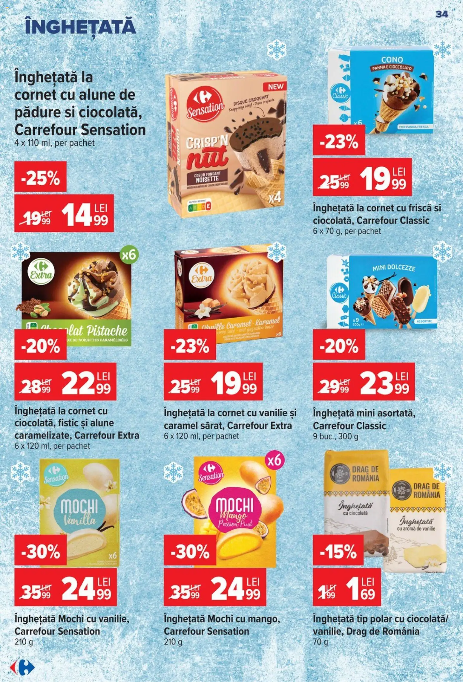 Noul catalog Carrefour – valabil de la 17.06.2026 | Pagină: 33 | Produse: Fistic, Frișcă, Înghețată, Mango