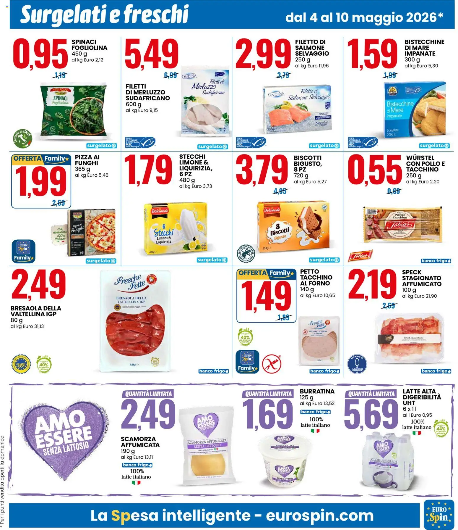 Volantino Eurospin del 04.05.2026 | Pagina: 5 | Prodotti: Pizza, Pollo, Bresaola, Tacchino