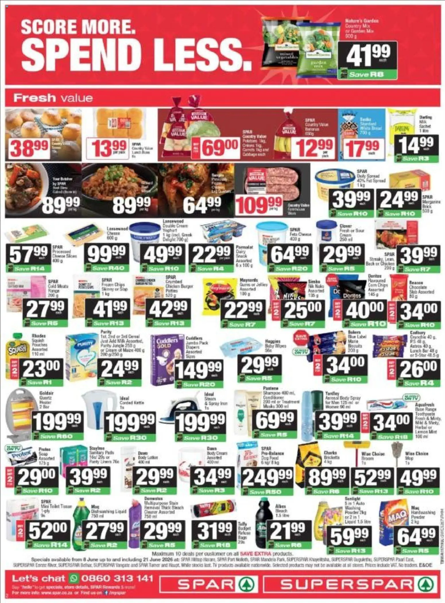 New Superspar catalogue – valid from 08.06.2026 | Page: 2 | Products: Yoghurt, Toilet, Biscuits, Panty liners
