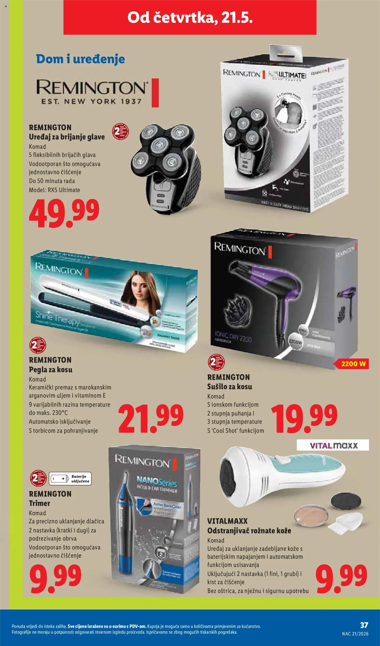 Lidl katalog | vrijedi od 18.05.2026 | Stranica: 37 | Proizvodi: Sušilo za kosu, Pegla za kosu, Kist, Trimer