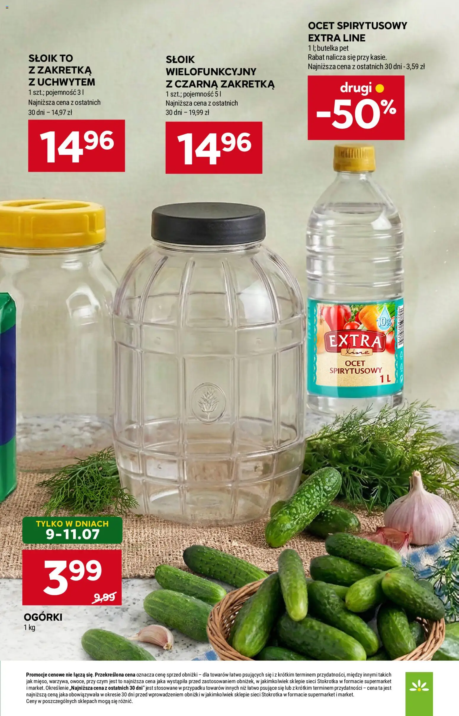 Stokrotka gazetka - Market od 09.07.2026 | Strona: 21 | Produkty: Ocet spirytusowy, Ocet, Stokrotka, Ogórki
