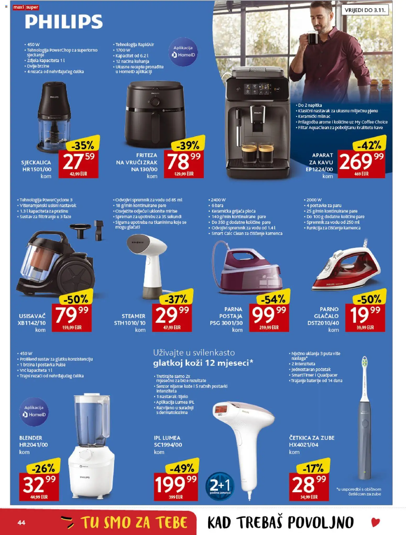 Konzum HR akciós ujság - amely érvényes a következő dátumtól: 2026.09.30. | Oldal: 44 | Termékek: Párna, Philips, Kávé