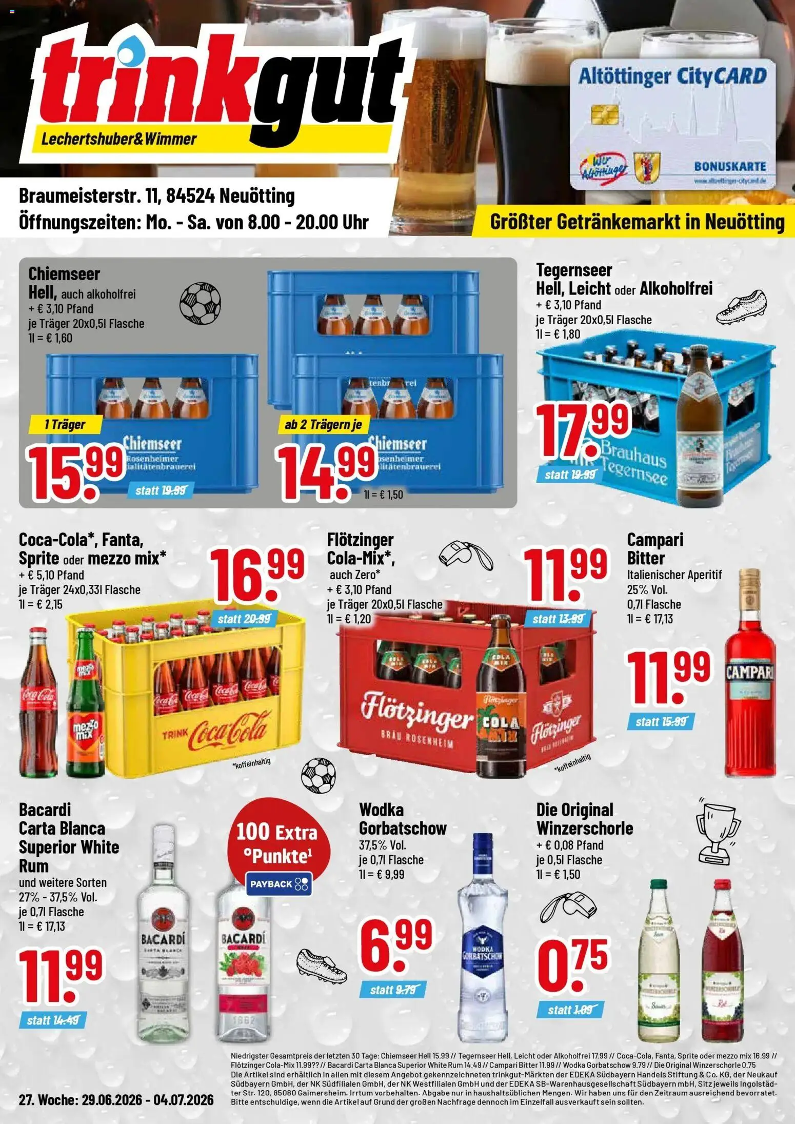 Trinkgut - trinkgut: Wochenangebote – gültig ab 28.06.2026 | Seite: 1 | Produkte: Cola, Campari, Rum, Oder mezzo mix
