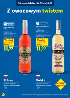 Pogląd oferty "Fresco Frizzante Arbuz, 750 ml, owocowe, delikatne różowe, słodkie, musujące" - ważna od 04.05.2026 | Strona: 10 | Produkty: Arbuz, Fresco