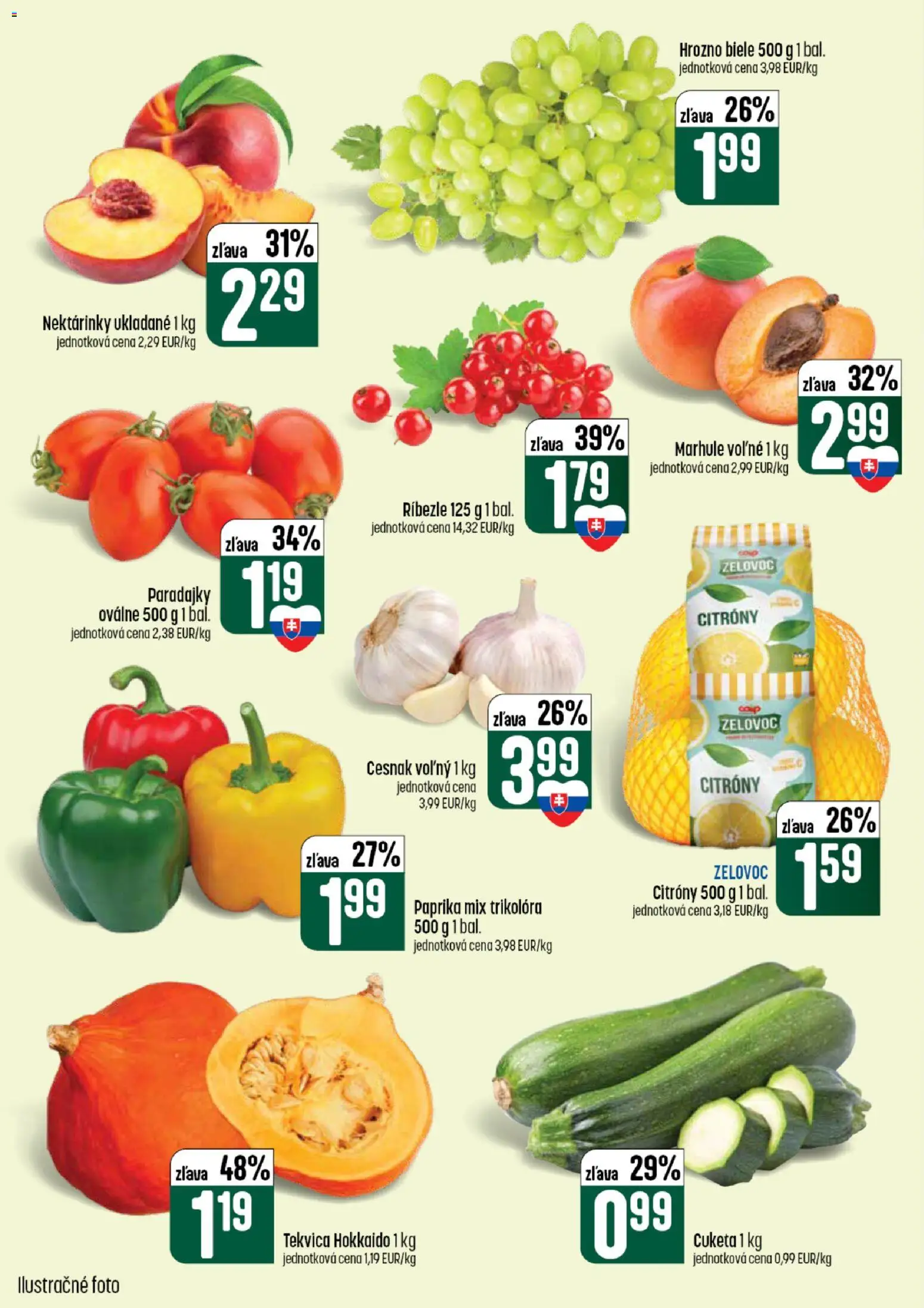 Nové COOP Jednota akcie – leták je platný od 30.07.2026 | Strana: 7 | Produkty: Ríbezle, Paprika, Cuketa, Marhule