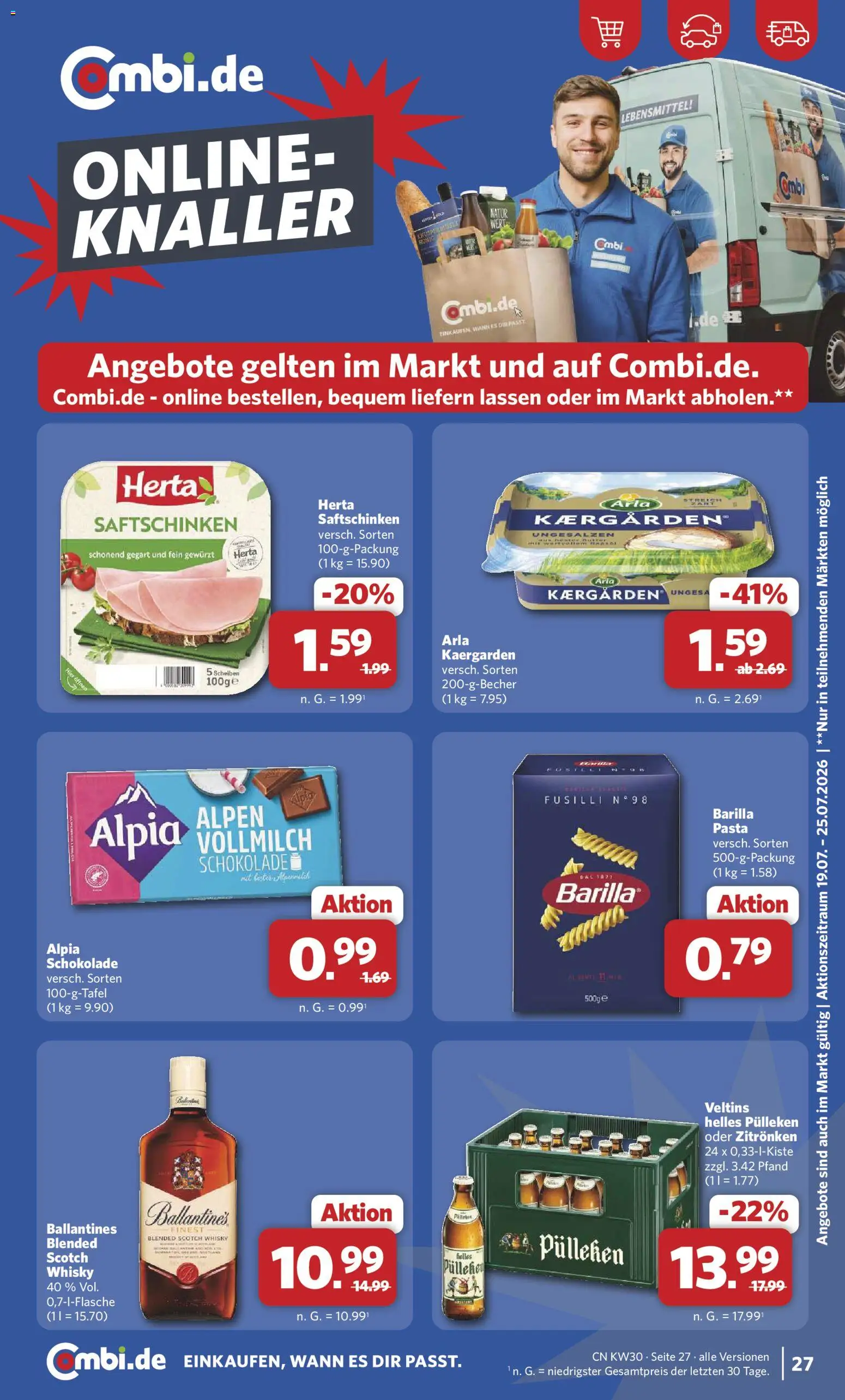 Combi Prospekt – gültig ab 20.07.2026 | Seite: 33 | Produkte: Helles pulleken, Barilla, Schokolade, Pasta
