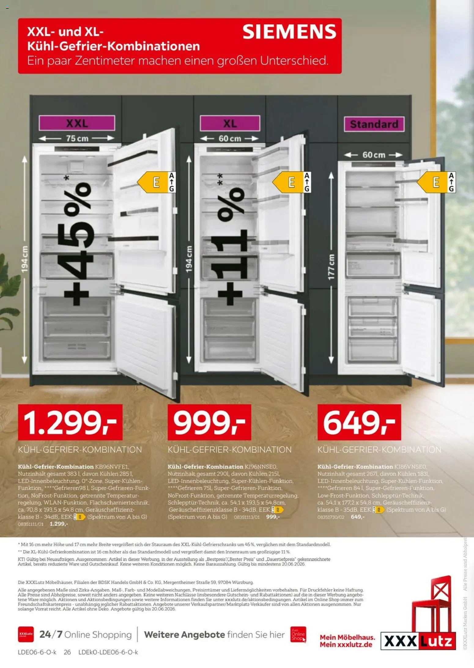 XXXLutz Küchenwelt – gültig ab 06.06.2026 | Seite: 26 | Produkte: Siemens, Kühlgefrierkombination