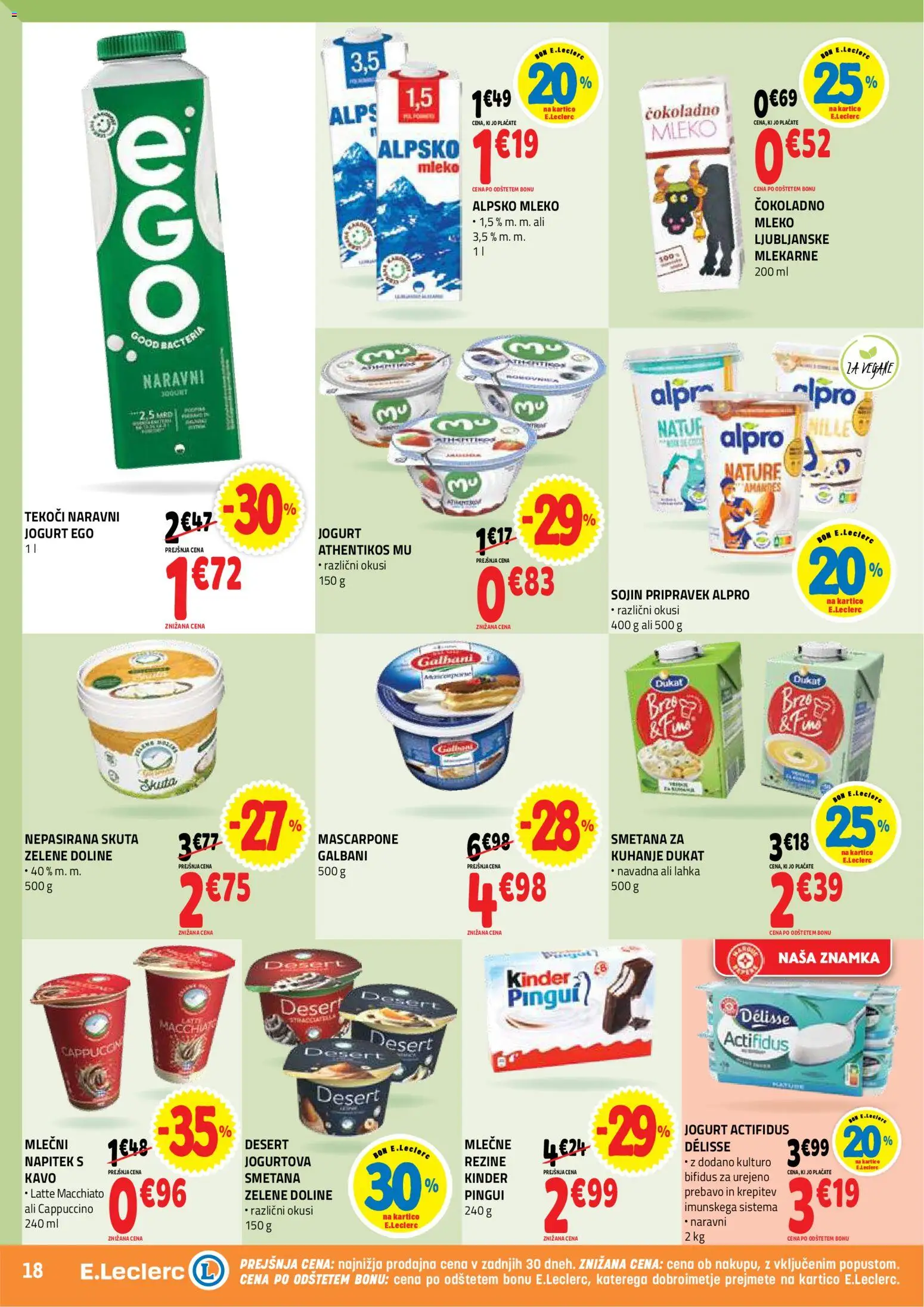 Novi E.leclerc katalog ponudbe – veljaven od 13.05.2026 | Stran: 18 | Izdelki: Mleko, Jogurt, Smetana, Skuta