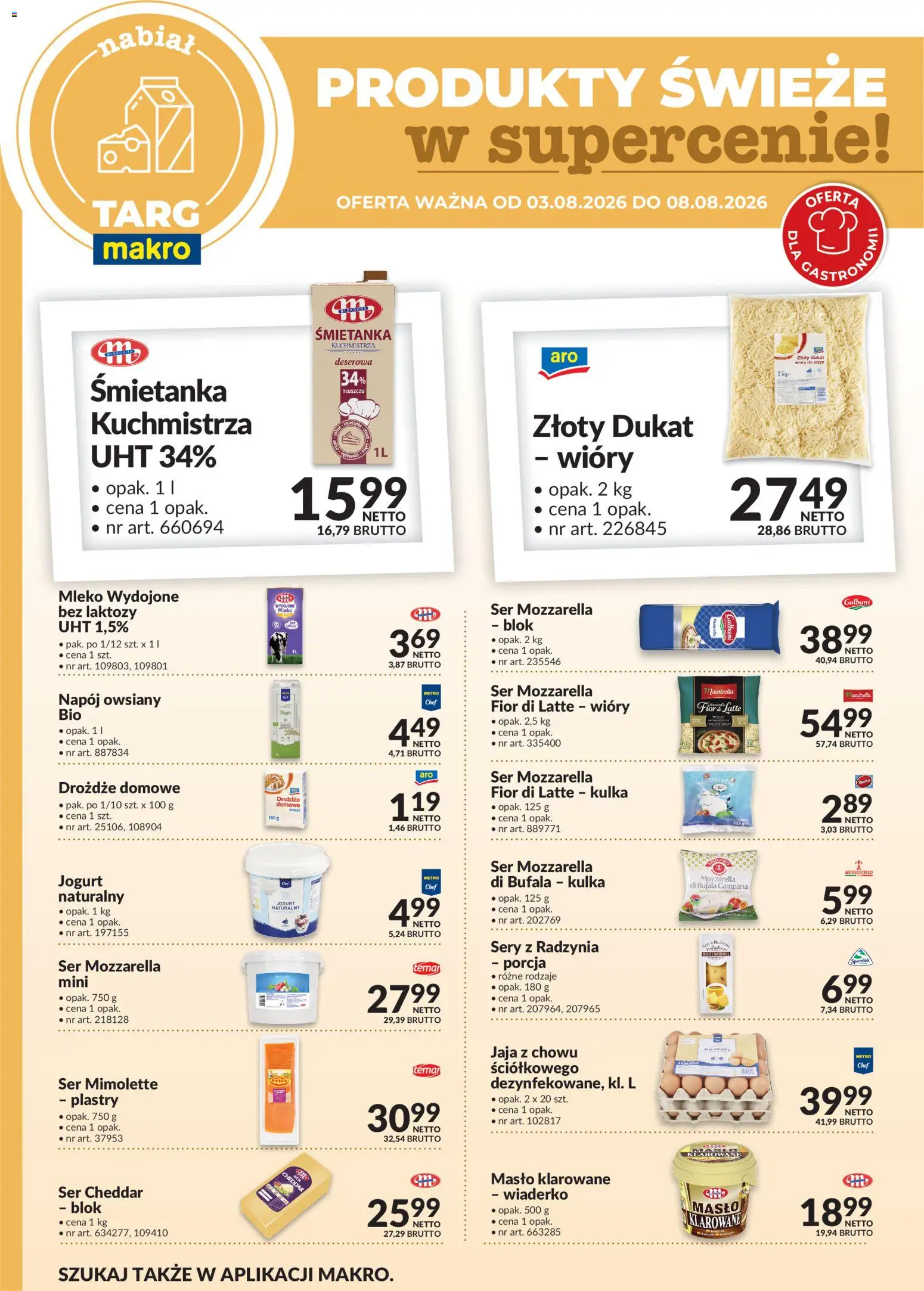 Makro gazetka - Produkty świeże w supercenie od 03.08.2026 | Strona: 3 | Produkty: Sery, Mleko, Masło, Jaja