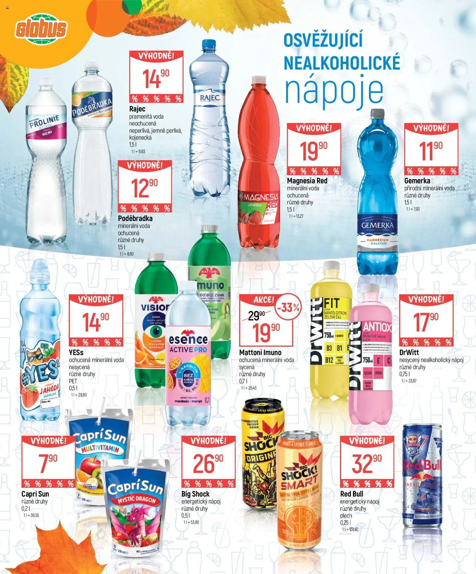 Globus leták - Nápoje od 23.09.2026 | Strana: 10 | Produkty: Mattoni, Mango, Nápoje, Energetický nápoj
