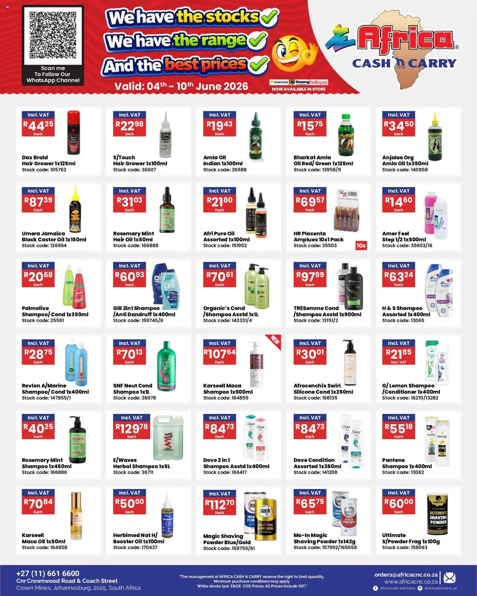 New Africa Cash & Carry catalogue – valid from 04.06.2026 | Page: 2 | Products: Oil, Shampoo, Stock, Lemon