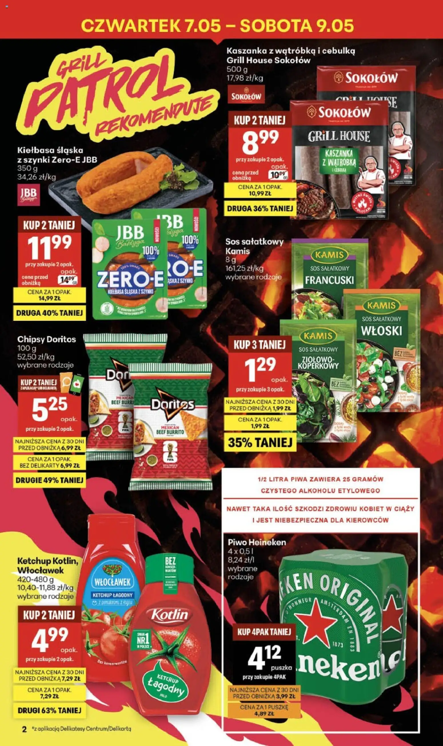 Delikatesy Centrum gazetka od 07.05.2026 | Strona: 2 | Produkty: Chipsy, Kaszanka, Delikatesy, Heineken