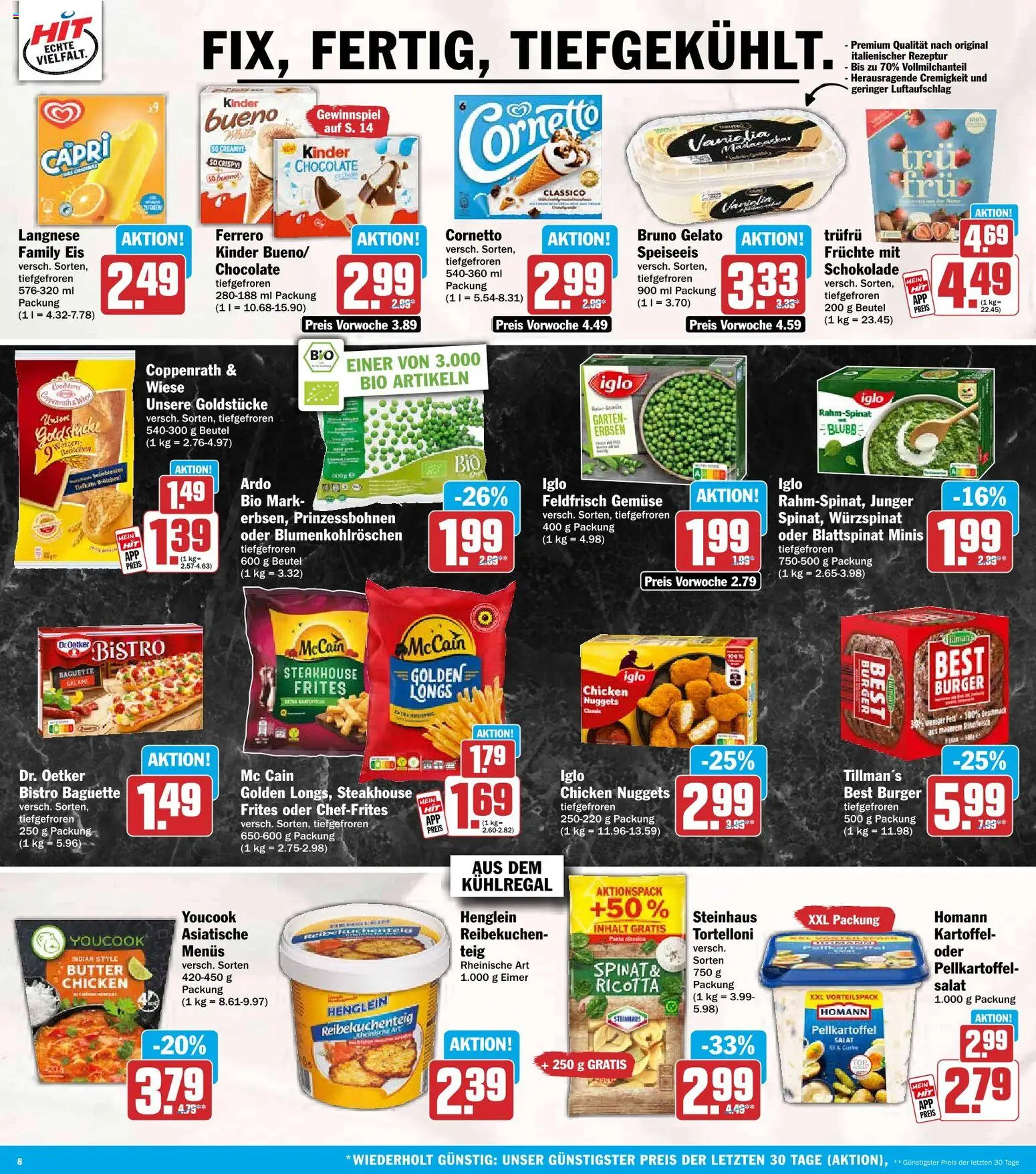 HIT Prospekt – gültig ab 14.09.2026 | Seite: 8 | Produkte: Iglo, Gemüse, Salat, Erbsen