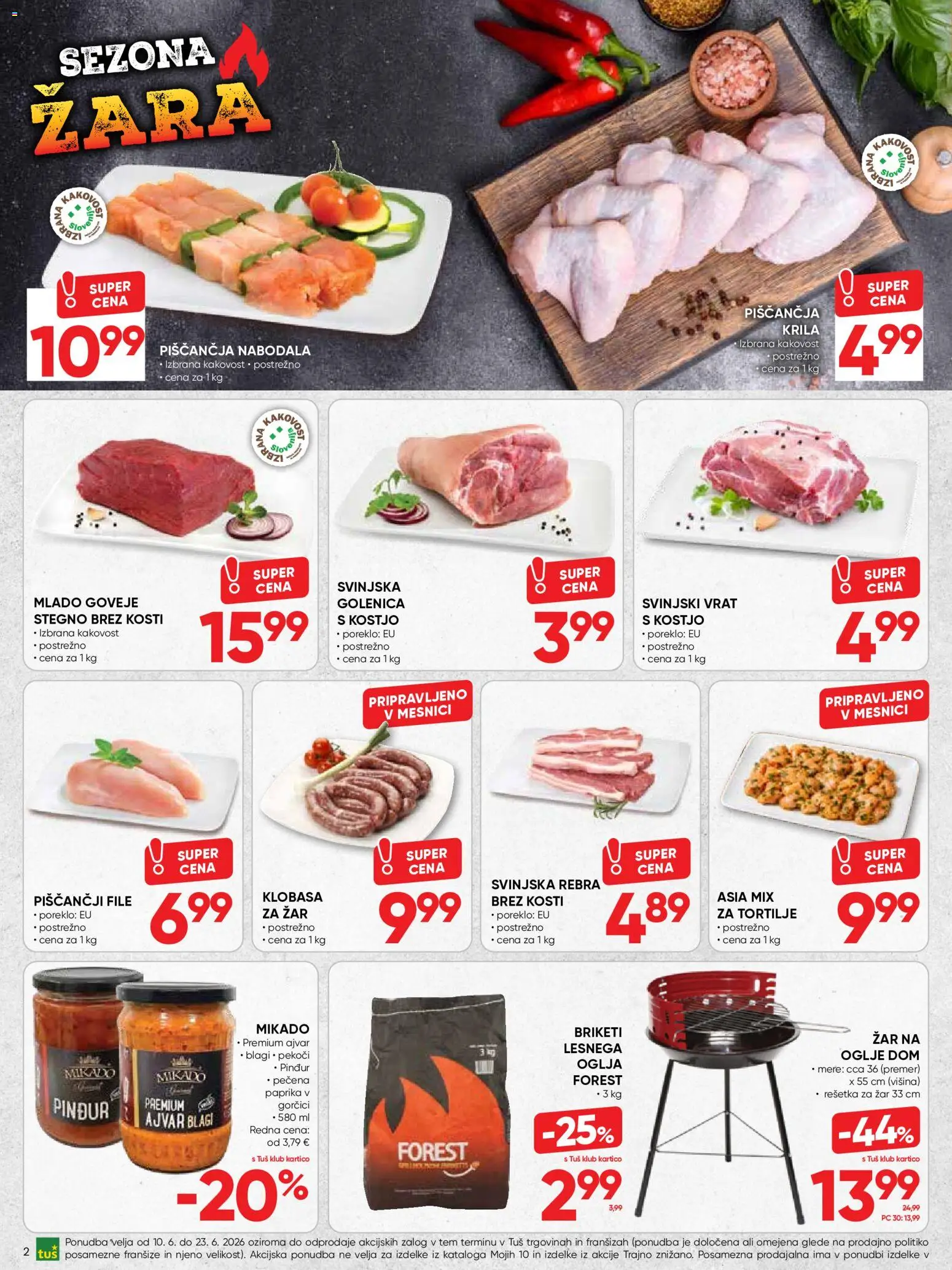 Novi Tuš katalog ponudbe – veljaven od 10.06.2026 | Stran: 2 | Izdelki: Zar, Ajvar, Tortilje, Nabodala