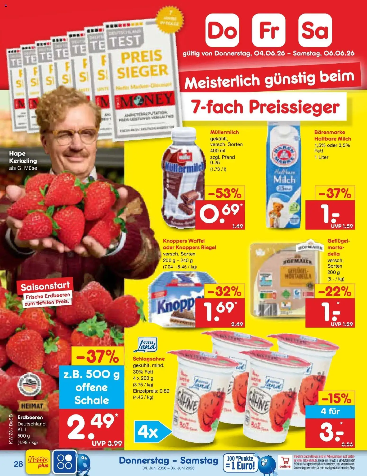 Netto Marken-Discount Prospekt Kremmen – gültig ab 01.06.2026 | Seite: 42 | Produkte: Haltbare milch, Knoppers, Müllermilch, Erdbeeren