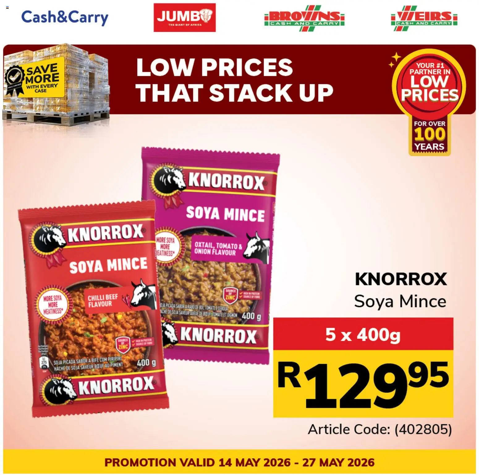 New Jumbo catalogue – valid from 14.05.2026 | Page: 4 | Products: Case, Beef, Soya mince, Chilli