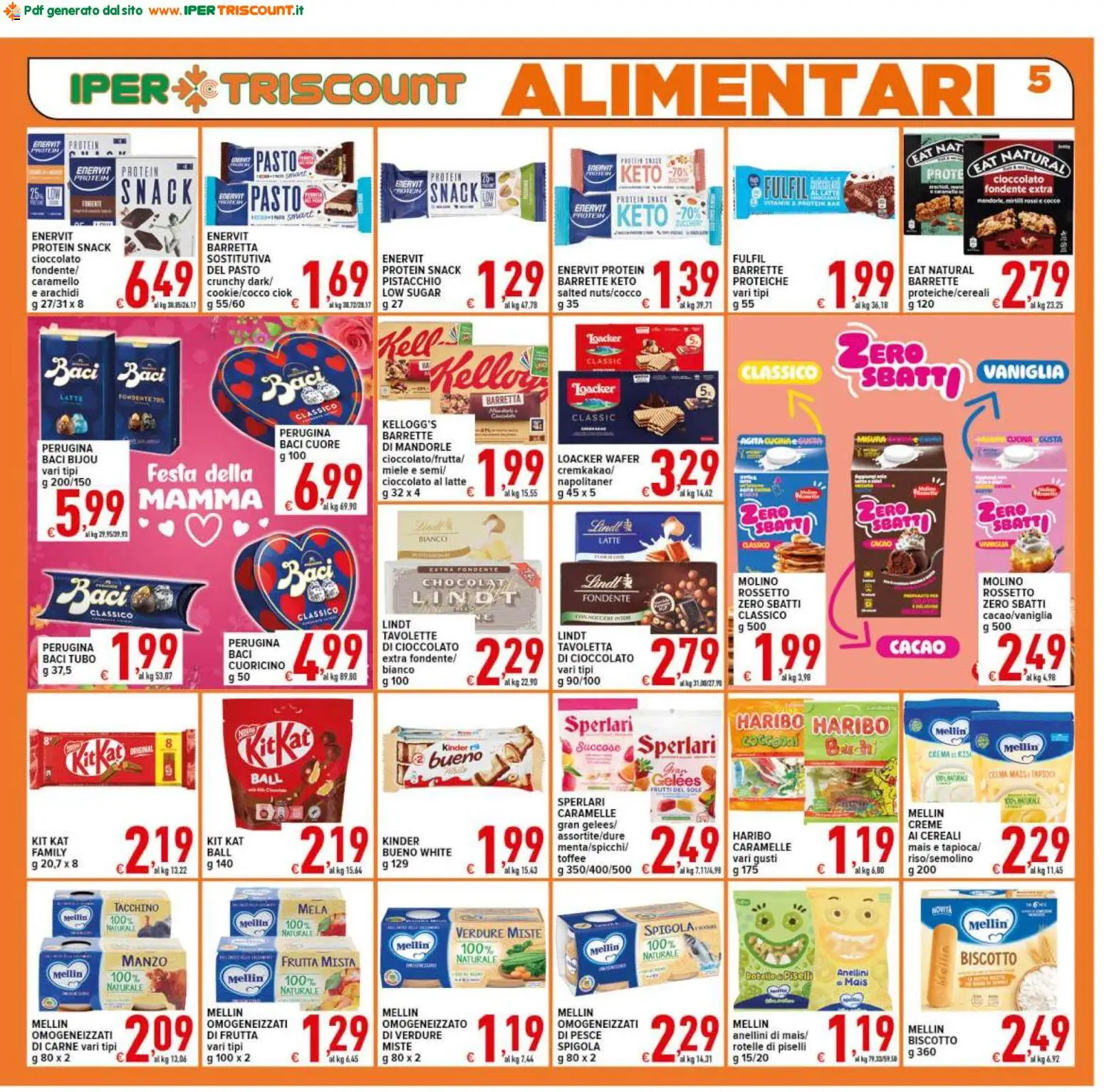 Volantino Ipertriscount del 08.05.2026 | Pagina: 5 | Prodotti: Cioccolato, Verdure, Latte, Mirtilli