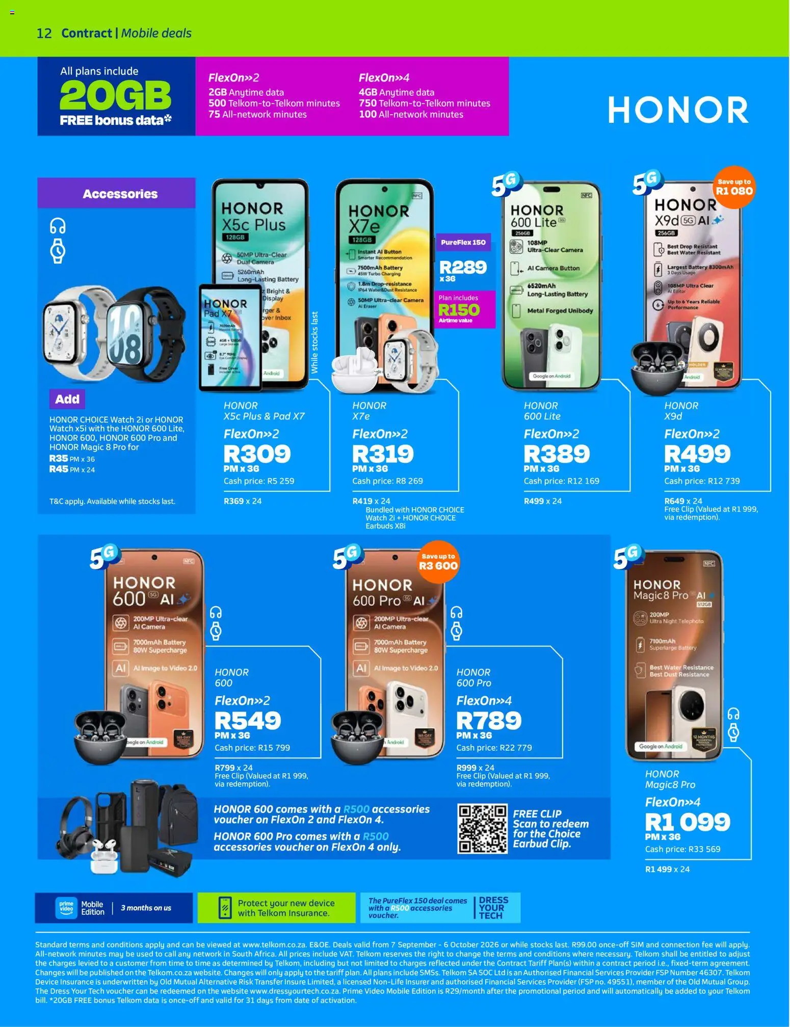 New Telkom catalogue – valid from 07/09/2026 | Page: 12 | Products: Dress, Camera, Battery, Water