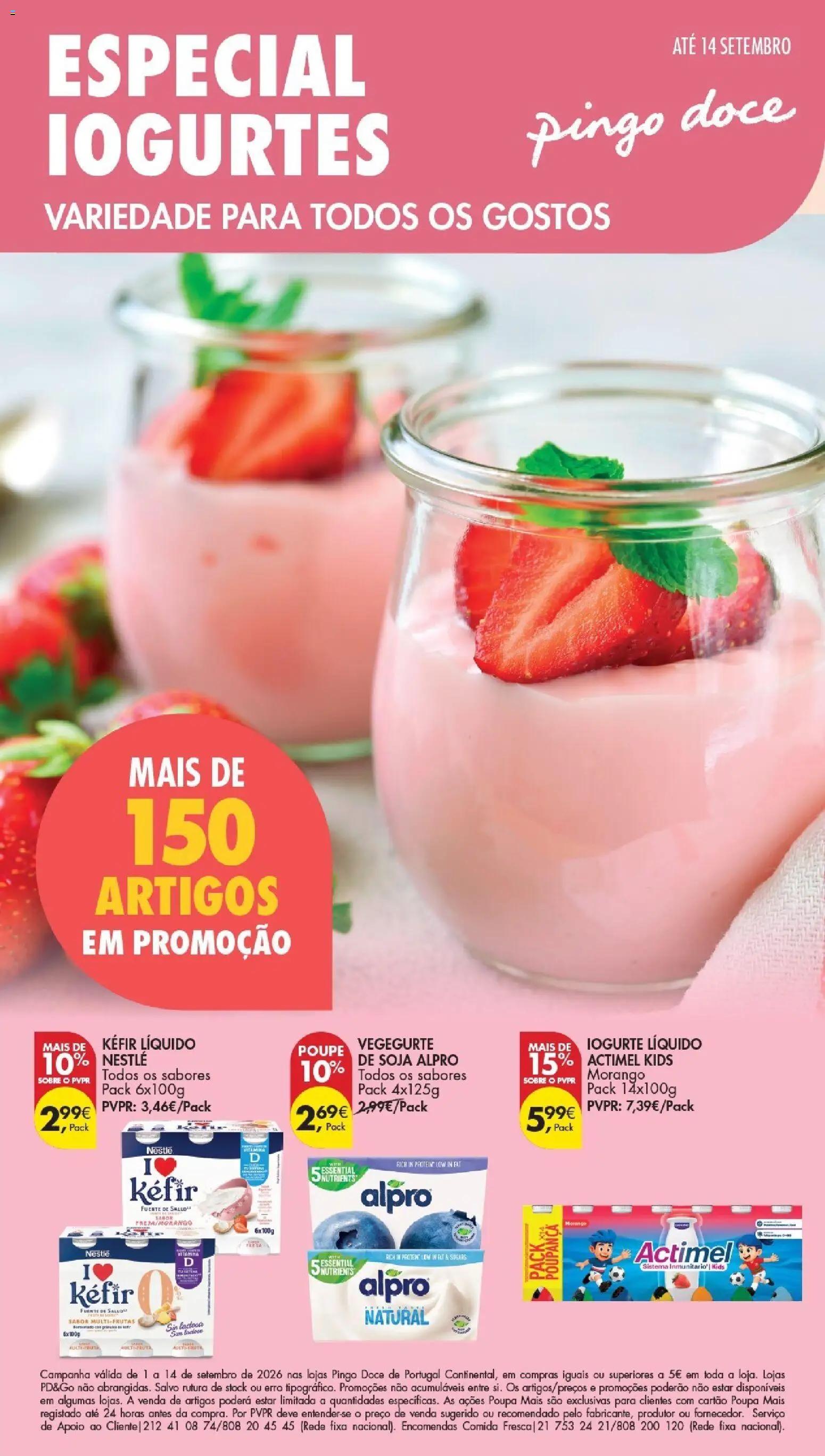 Pingo Doce Especial Iogurtes │ válido de 01/09/2026 | Página: 1 | Produtos: Soja, Kefir, Nestlé, Iogurte liquido