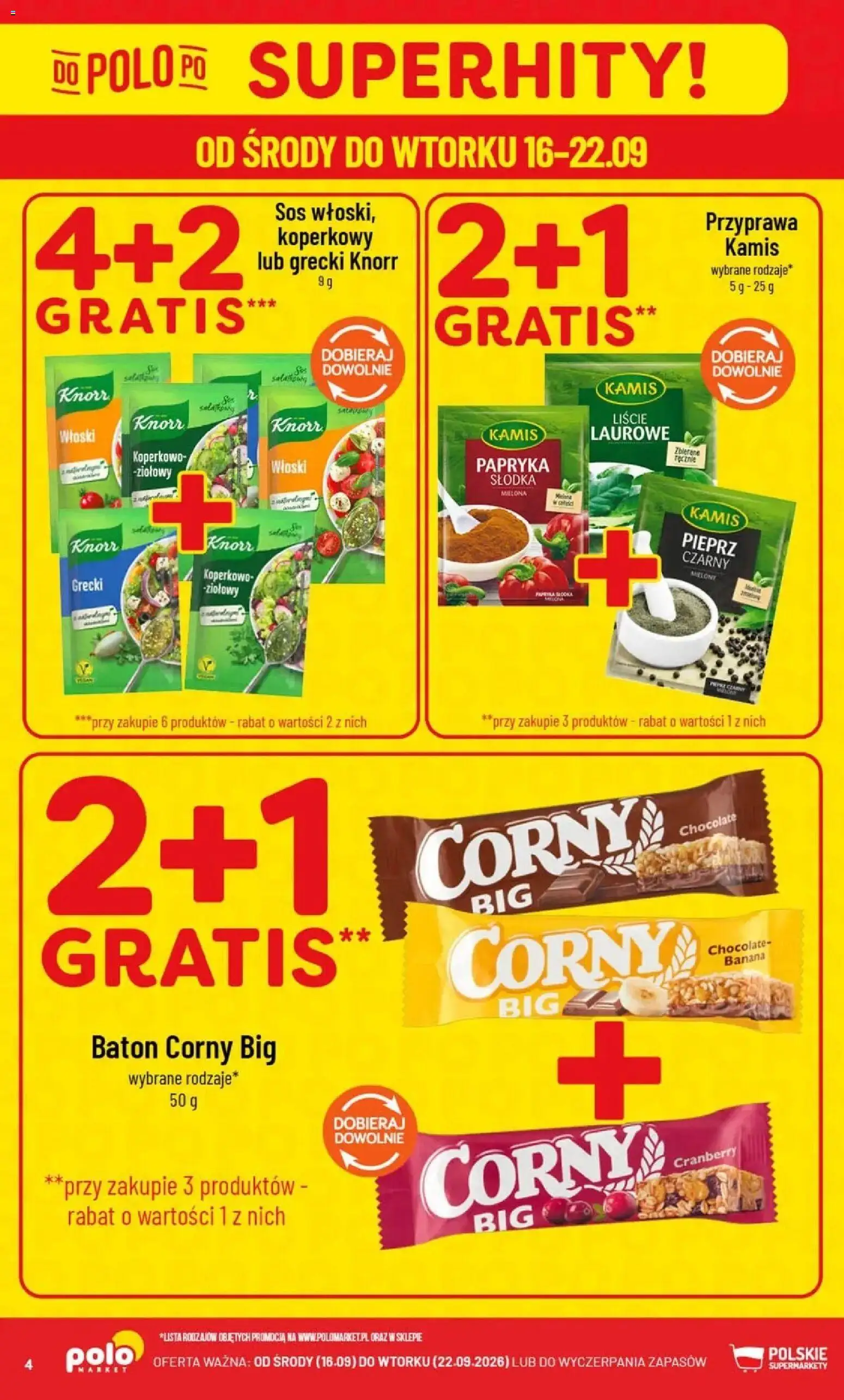 Nowa POLOmarket gazetka od jutra 16.09.2026 | Strona: 4 | Produkty: Pieprz czarny mielony, Papryka, Baton, Sos