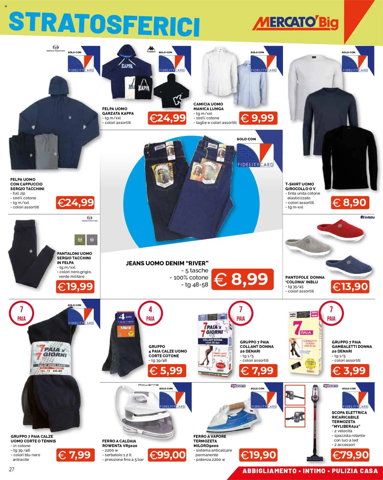 Volantino Mercatò del 17/09/2026 | Pagina: 27 | Prodotti: Felpa, Jeans, Zappa, Tasche