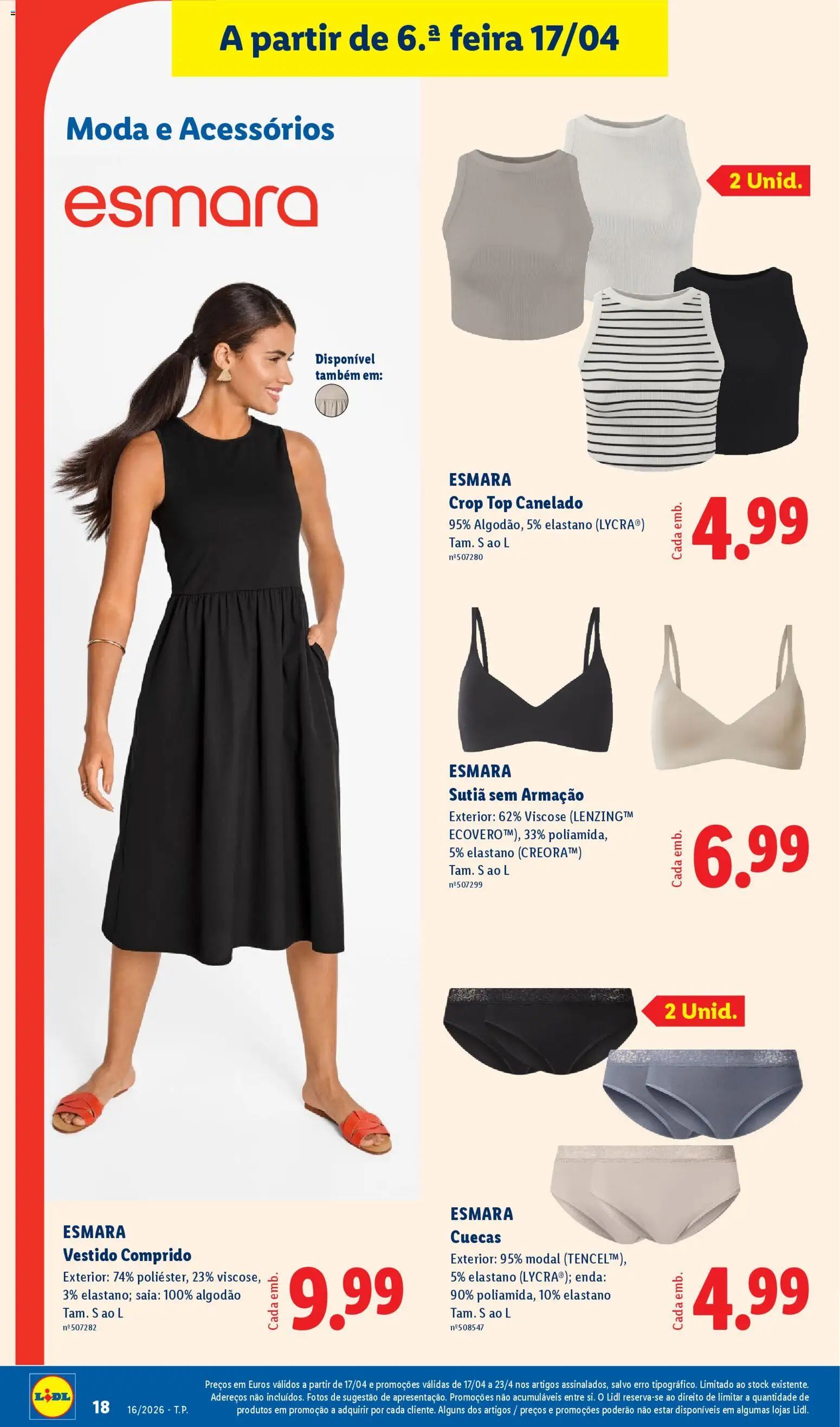 Lidl Novidades │ válido de 13.04.2026 | Página: 18 | Produtos: Vestido, Saia, Sutiã, Cuecas