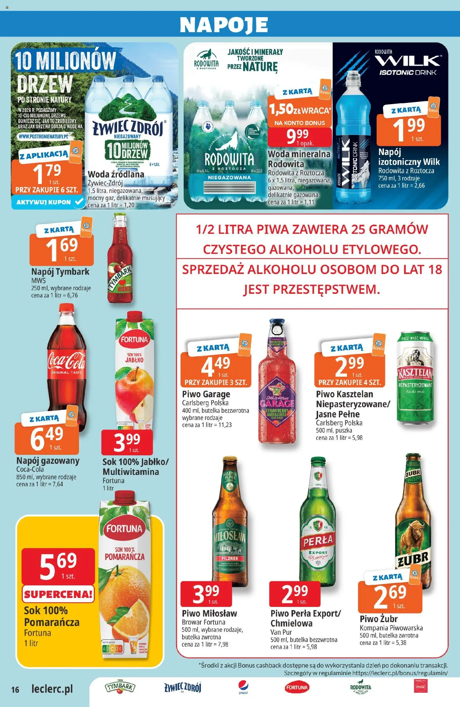 E.Leclerc gazetka - Tychy od 16.06.2026 | Strona: 16 | Produkty: Napoje, Pepsi, Piwo, Woda