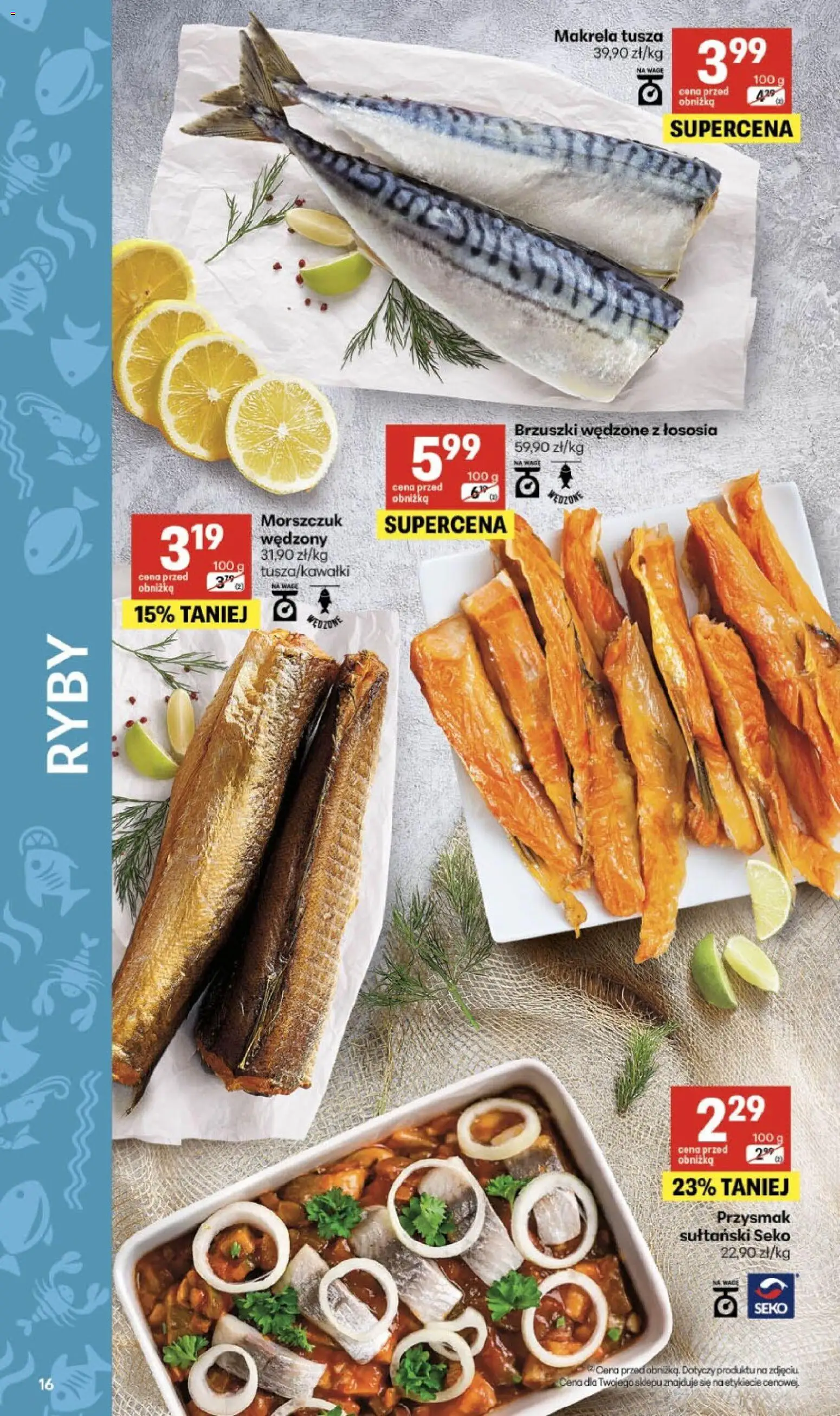 Delikatesy Centrum gazetka - Sklepy Własne od 07.05.2026 | Strona: 16 | Produkty: Makrela, Morszczuk, Ryby