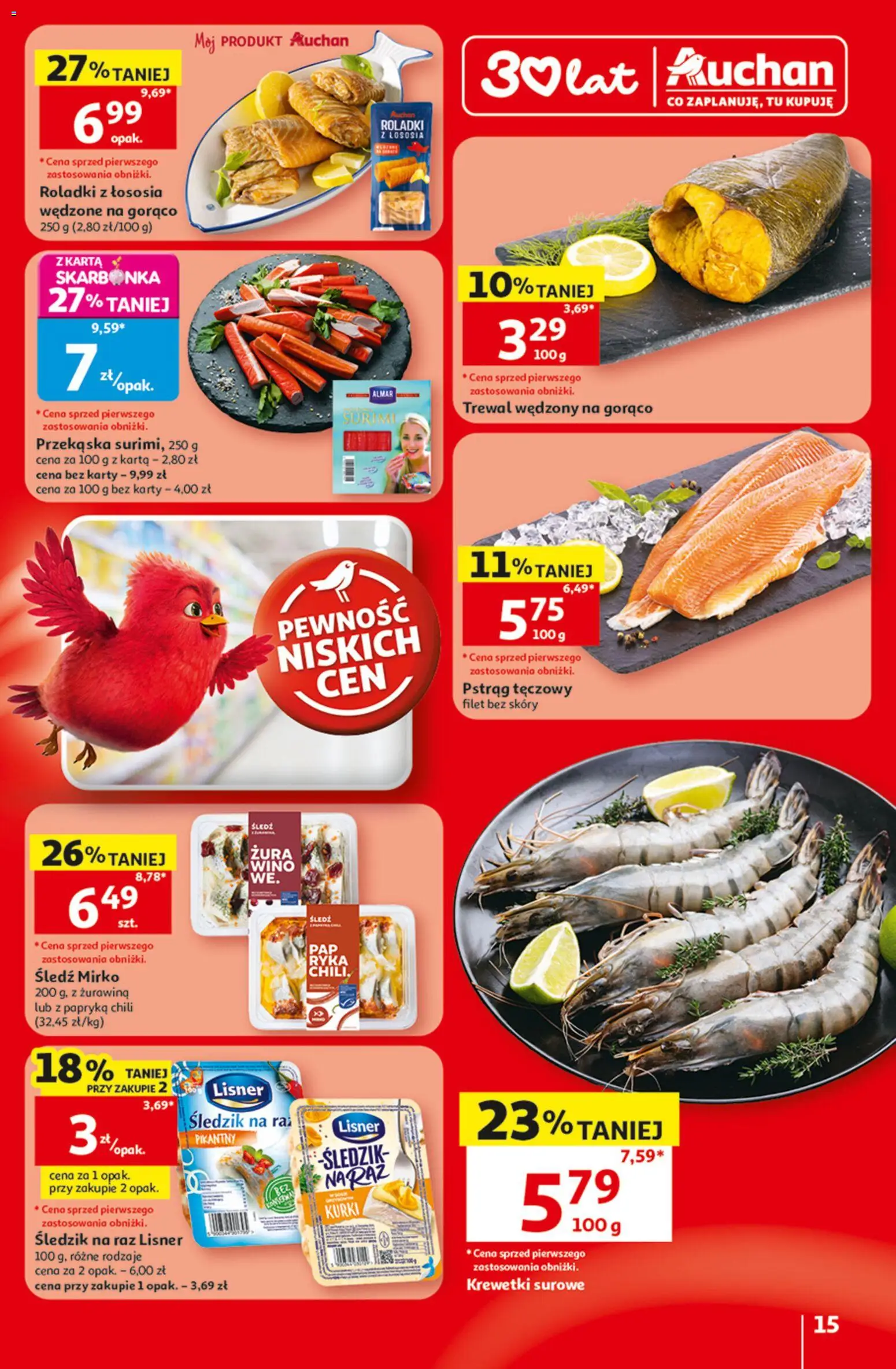 Auchan gazetka - 30 Lat Hipermarket od 09.07.2026 | Strona: 15 | Produkty: Chili, Karta, Śledź, Krewetki