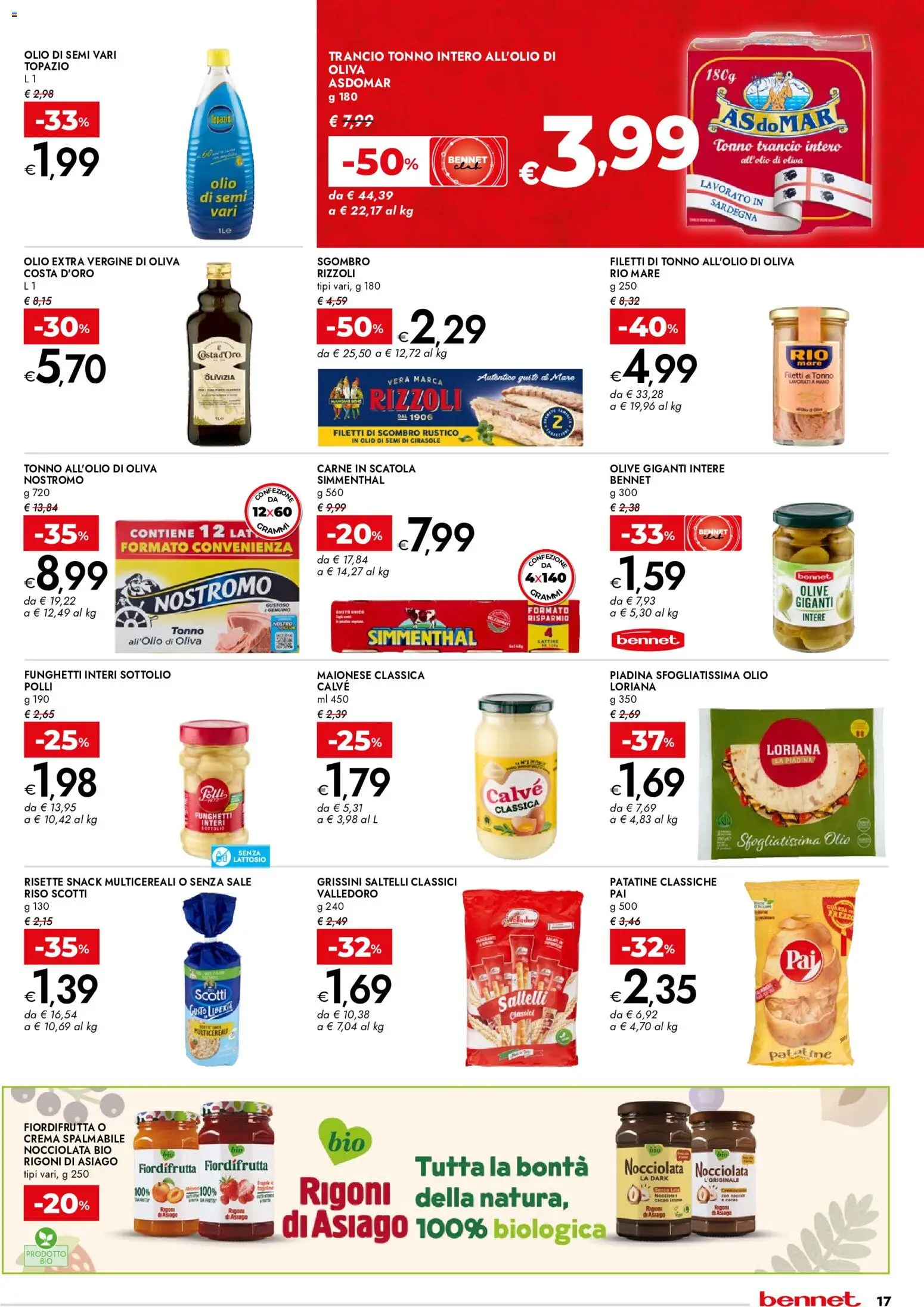 Volantino bennet del 07.05.2026 | Pagina: 17 | Prodotti: Riso, Piadina, Grissini, Olio di semi di girasole