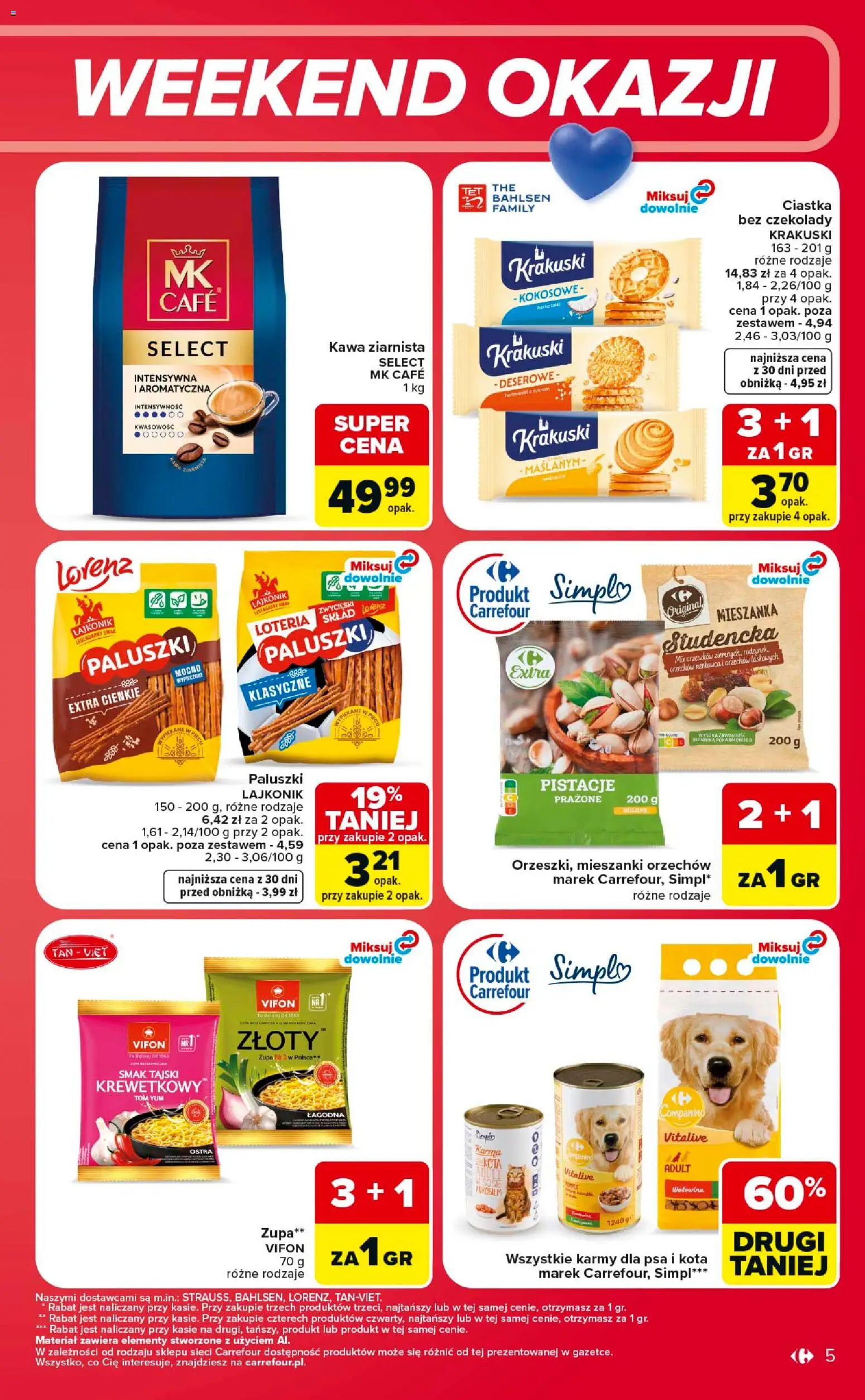 Carrefour gazetka - Weekend okazji od 09.07.2026 | Strona: 5 | Produkty: Czekolady, Kawa ziarnista, Kawa, Ciastka
